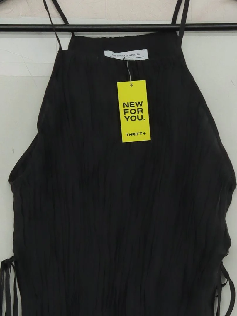 & Other Stories Women's Top UK 8 Black 100% Silk Sleeveless Round Neck Basic - Image 3