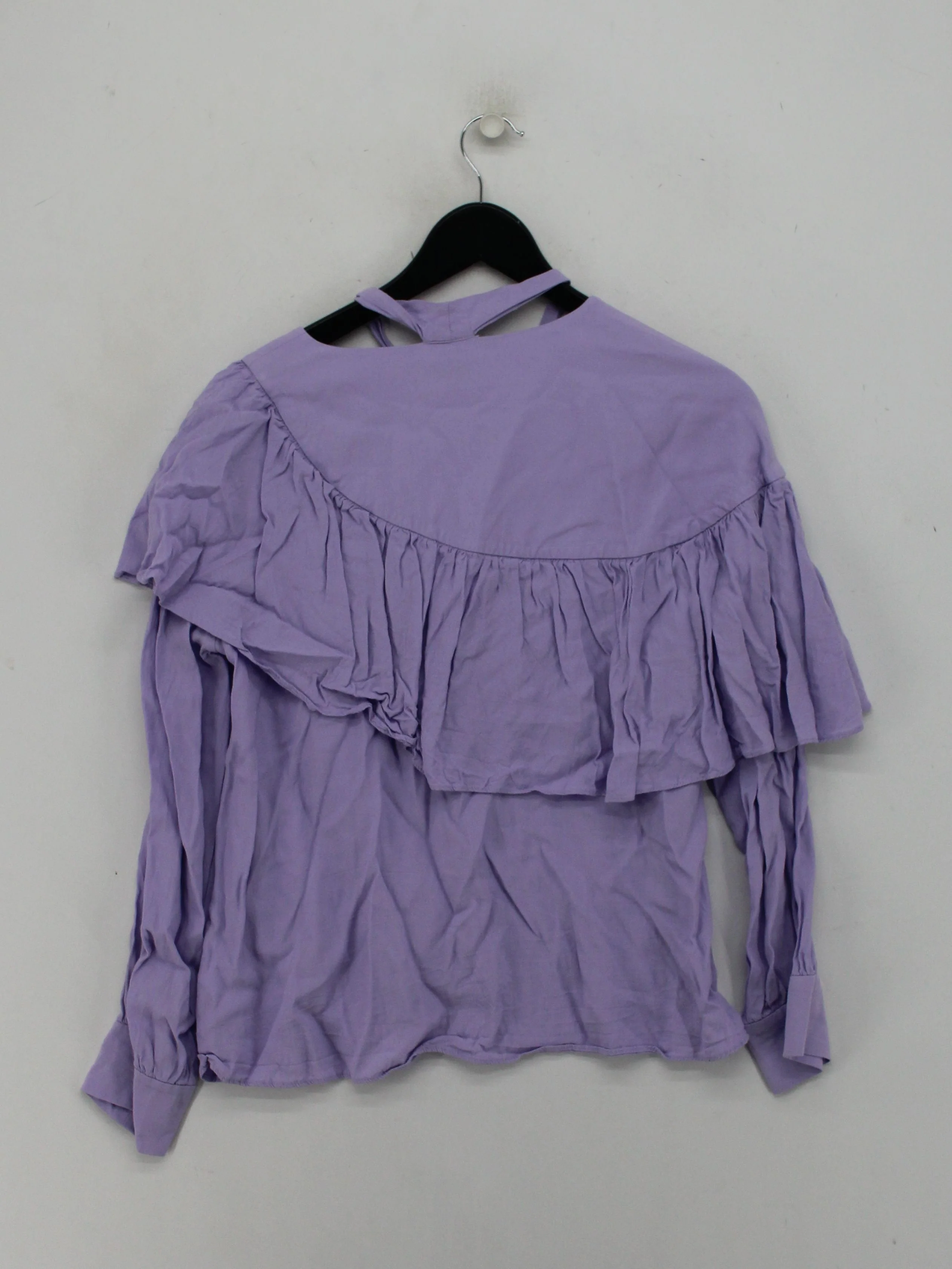 & Other Stories Women's Top UK 8 Purple 100% Viscose Long Sleeve V-Neck Basic - Image 2