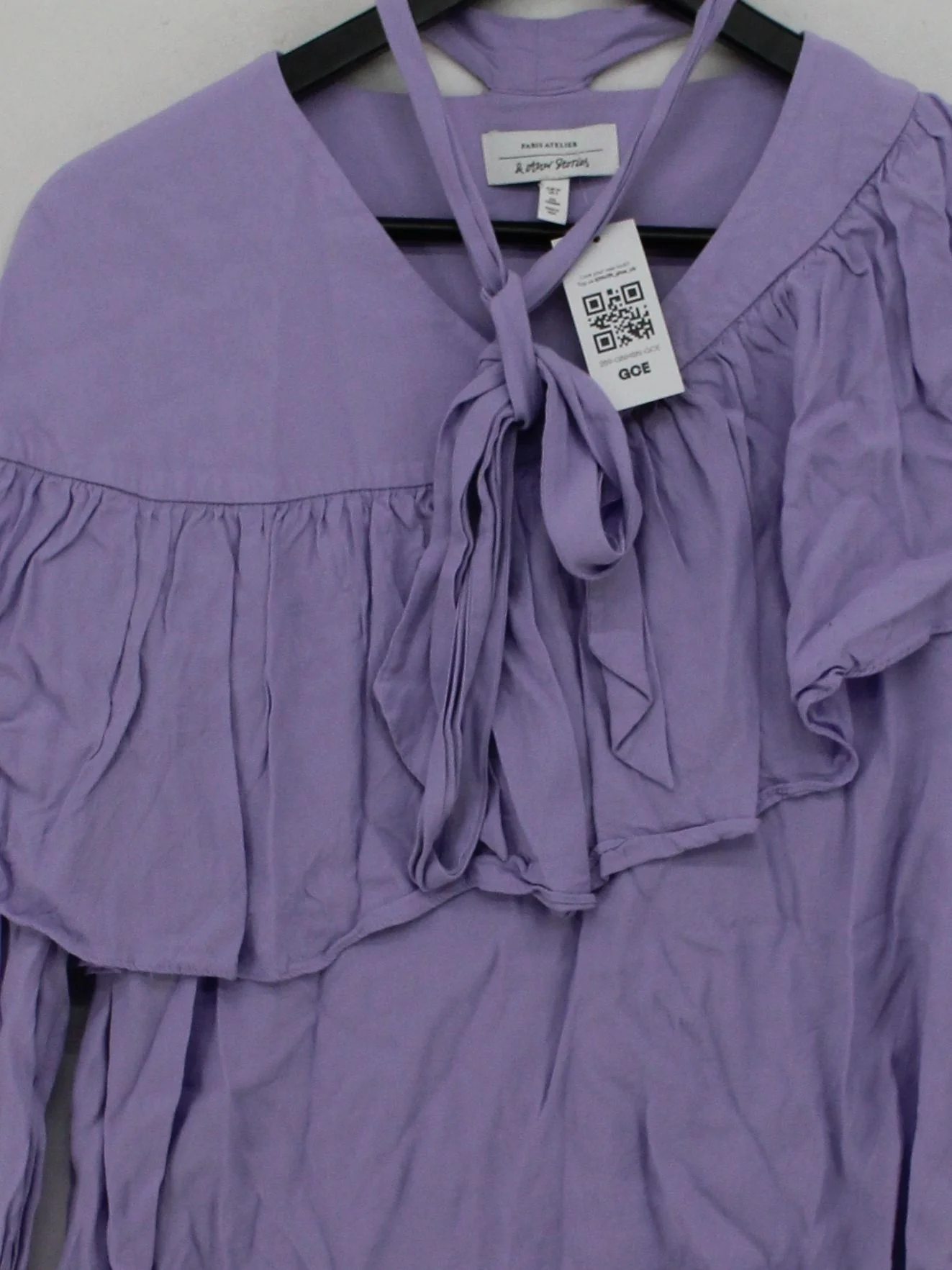 & Other Stories Women's Top UK 8 Purple 100% Viscose Long Sleeve V-Neck Basic - Image 3