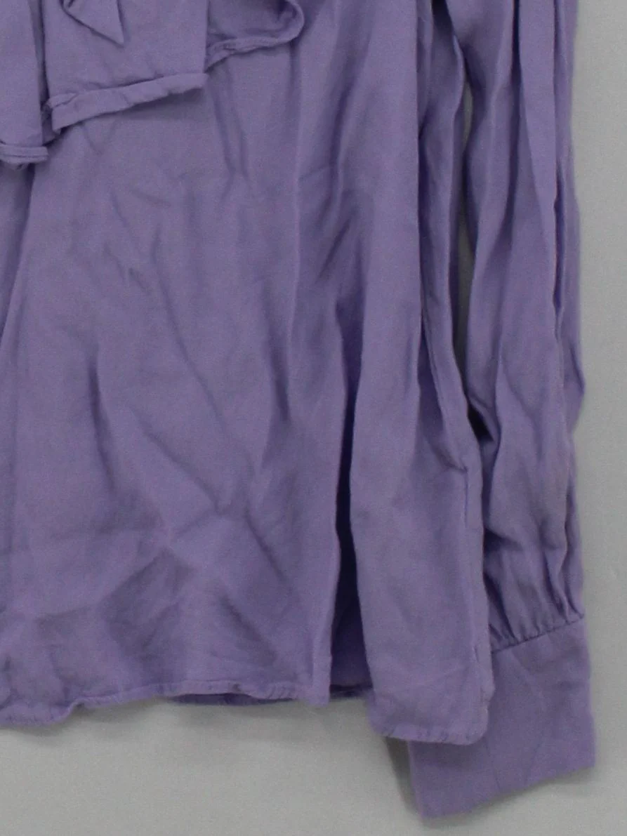 & Other Stories Women's Top UK 8 Purple 100% Viscose Long Sleeve V-Neck Basic - Image 4
