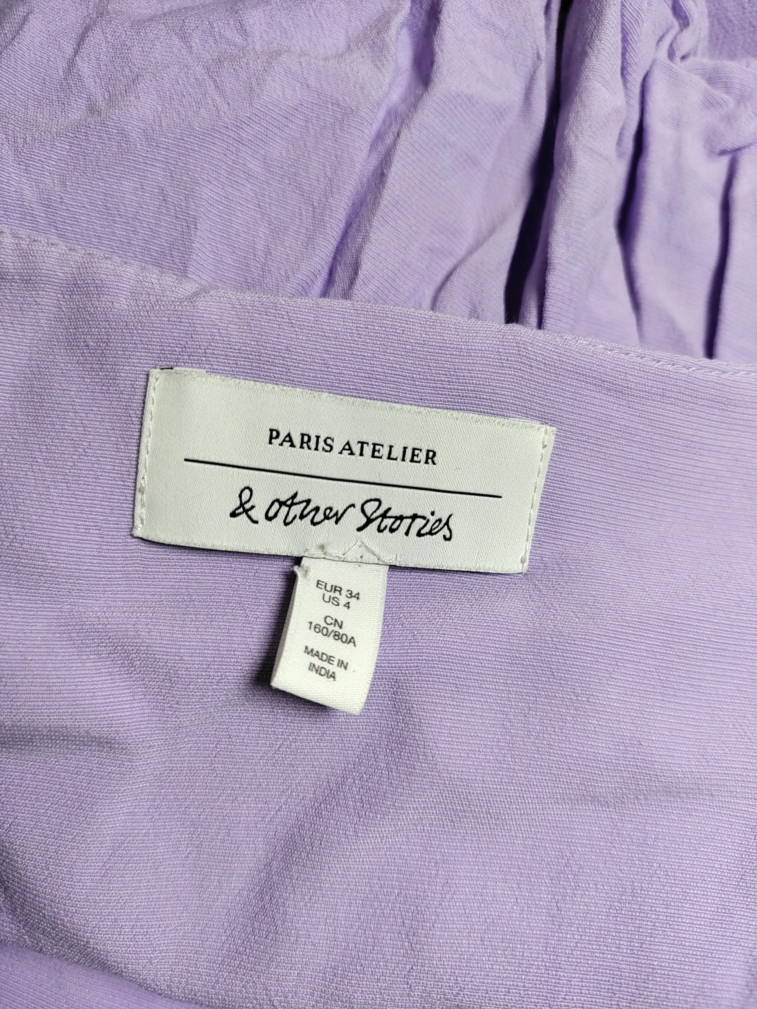& Other Stories Women's Top UK 8 Purple 100% Viscose Long Sleeve V-Neck Basic - Image 5