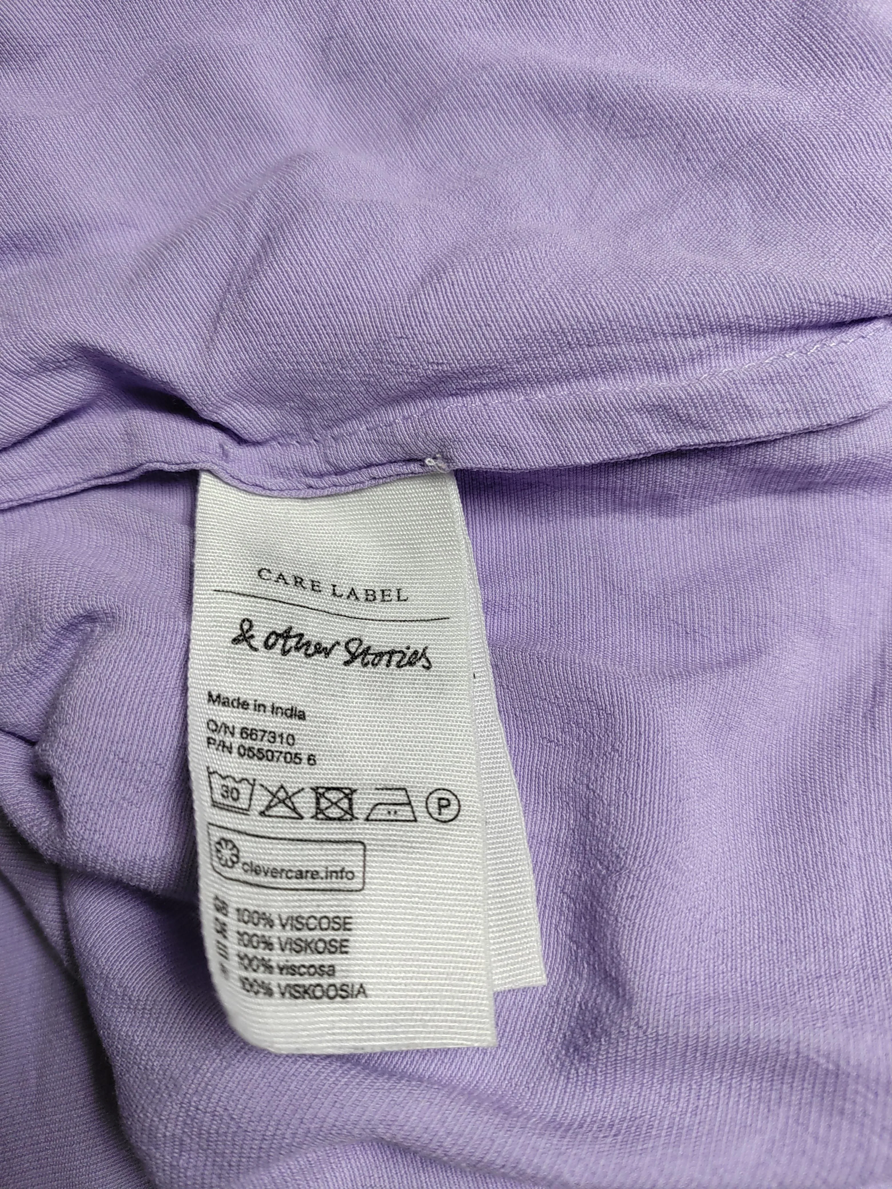 & Other Stories Women's Top UK 8 Purple 100% Viscose Long Sleeve V-Neck Basic - Image 6