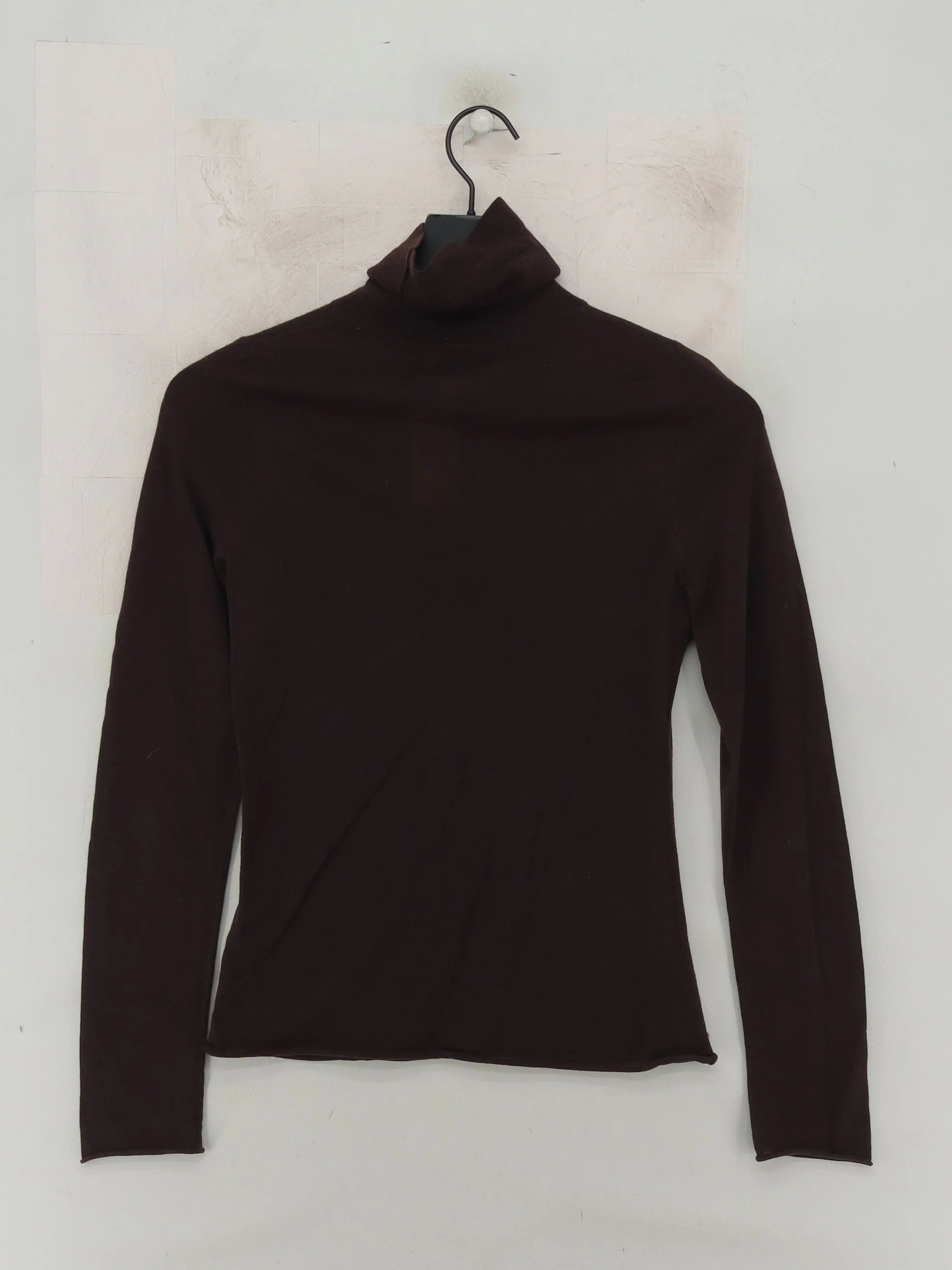 & Other Stories Women's Top XS Brown 100% Wool Long Sleeve High Neck Basic - Image 2