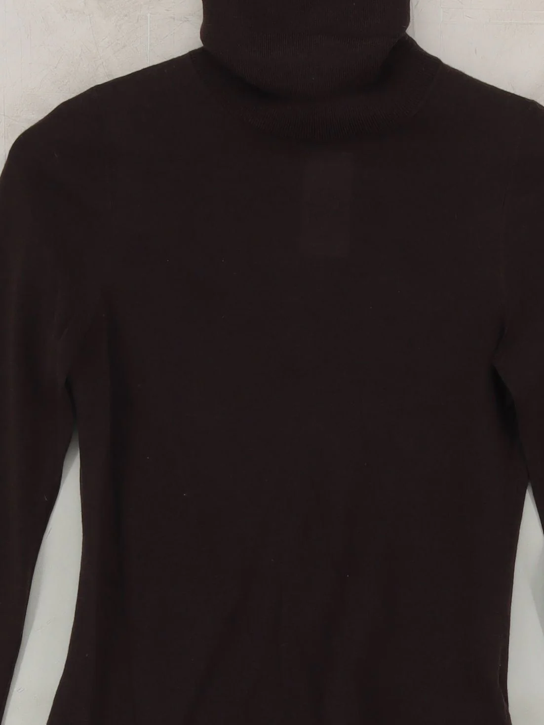 & Other Stories Women's Top XS Brown 100% Wool Long Sleeve High Neck Basic - Image 3