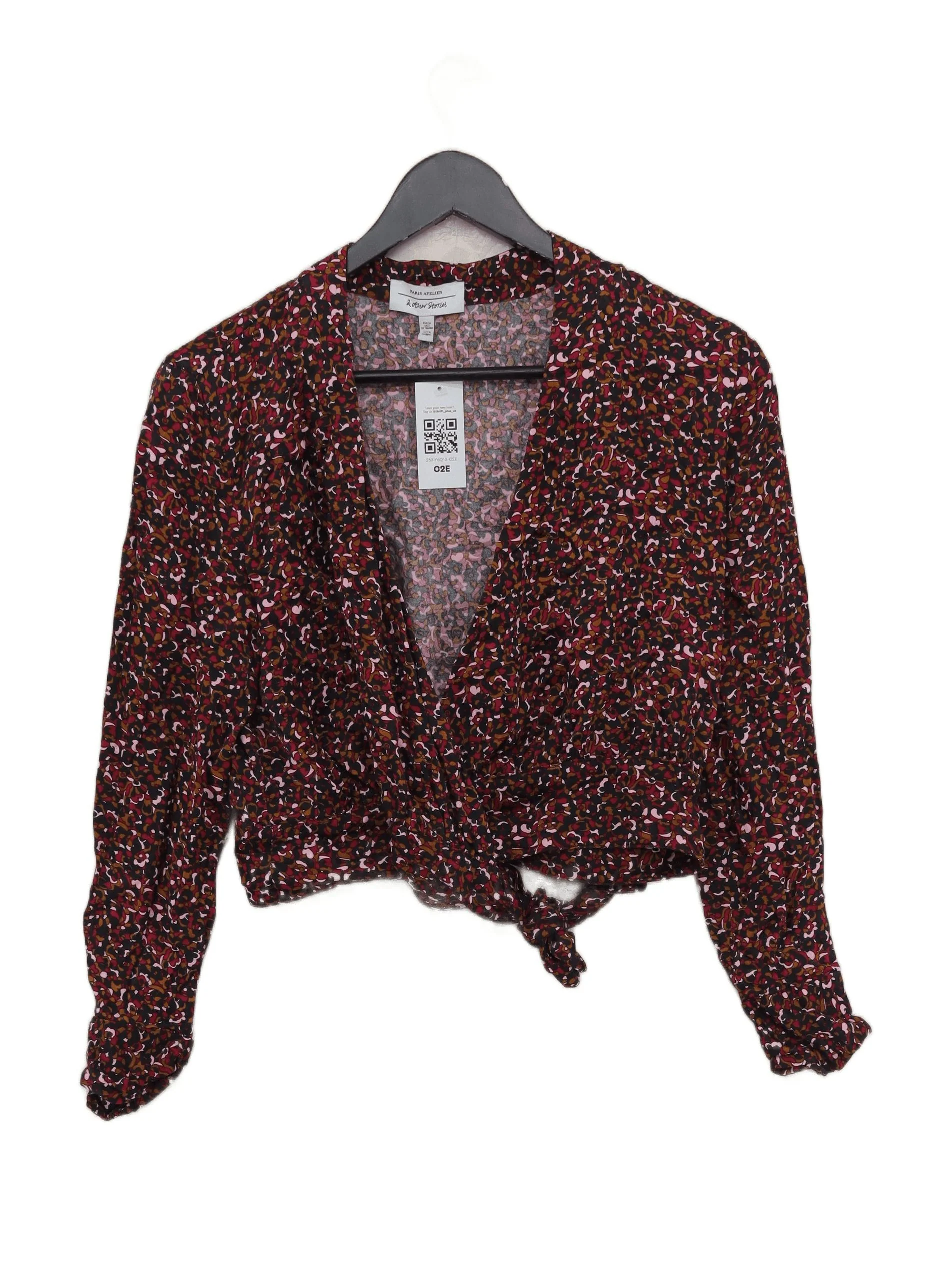 & Other Stories Women's Top XS Multi 100% Viscose Long Sleeve V-Neck Cropped