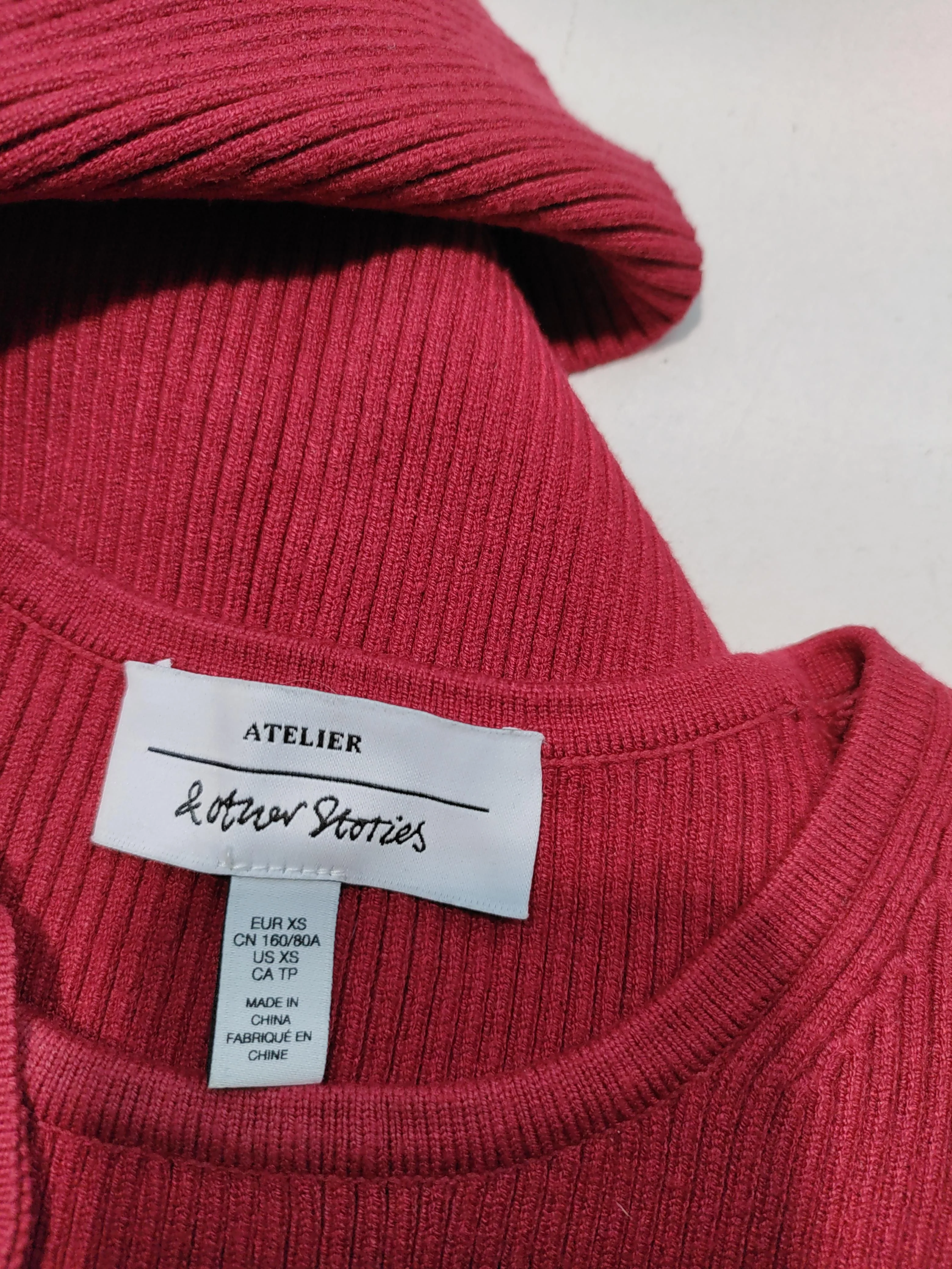 & Other Stories Women's Top XS Red Viscose with Polyester Basic - Image 5