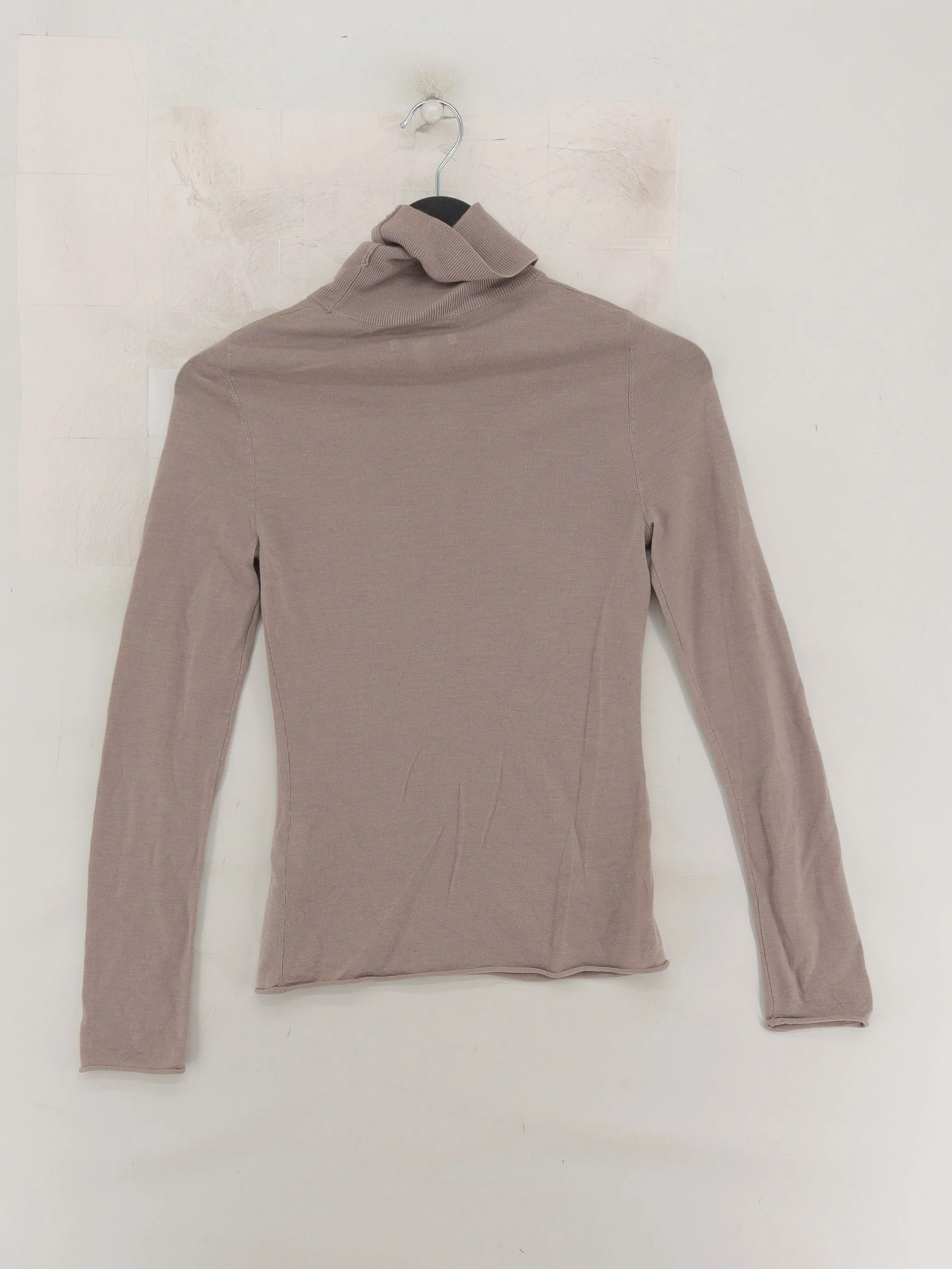 & Other Stories Women's Top XS Tan 100% Wool Long Sleeve High Neck Basic - Image 2