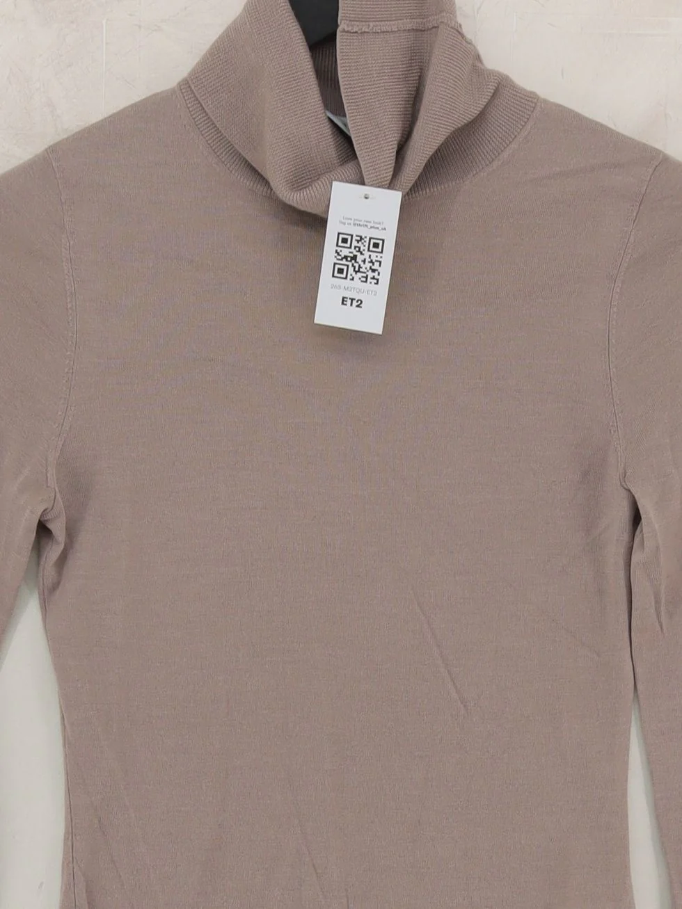 & Other Stories Women's Top XS Tan 100% Wool Long Sleeve High Neck Basic - Image 3