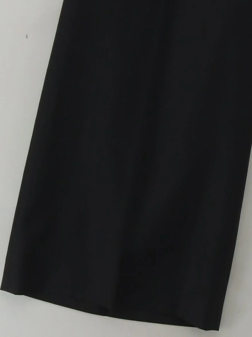 & Other Stories Women's Trousers UK 10 Black Polyester with Wool Cropped - Image 4
