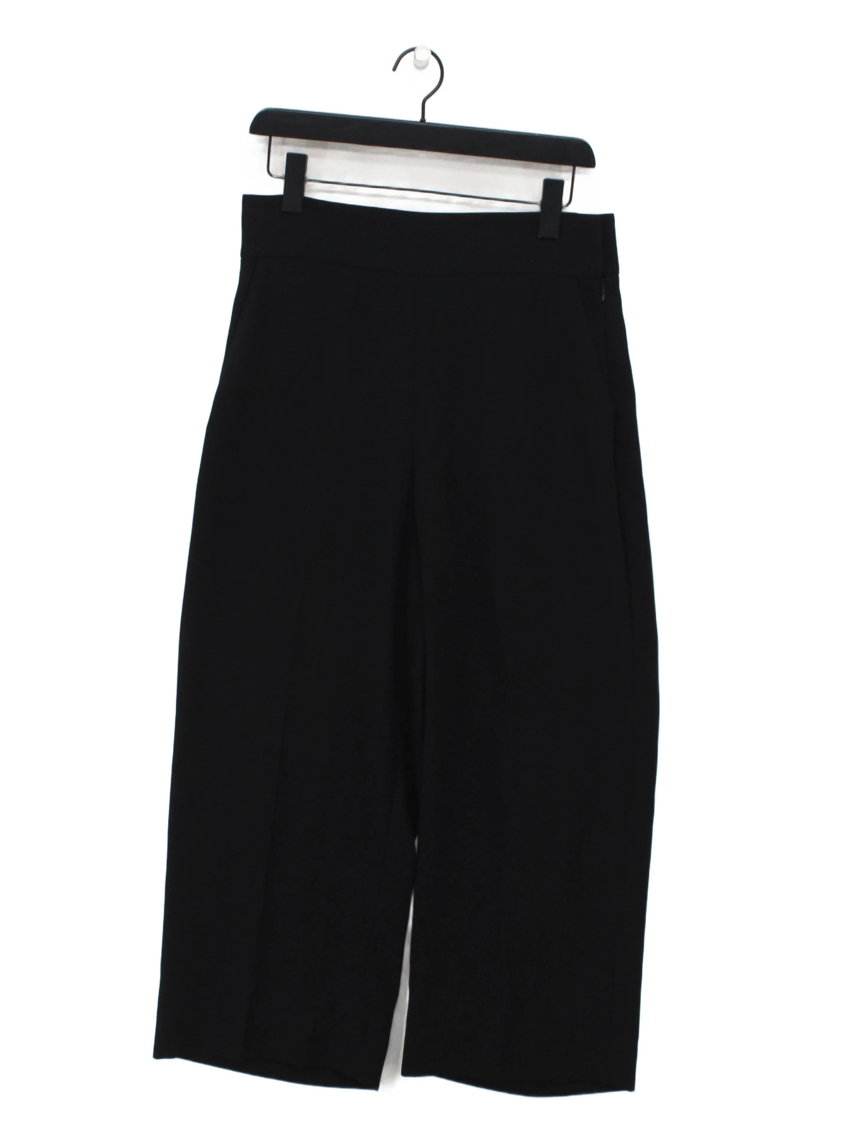 & Other Stories Women's Trousers UK 14 Black 100% Polyester Wide-Leg Cropped