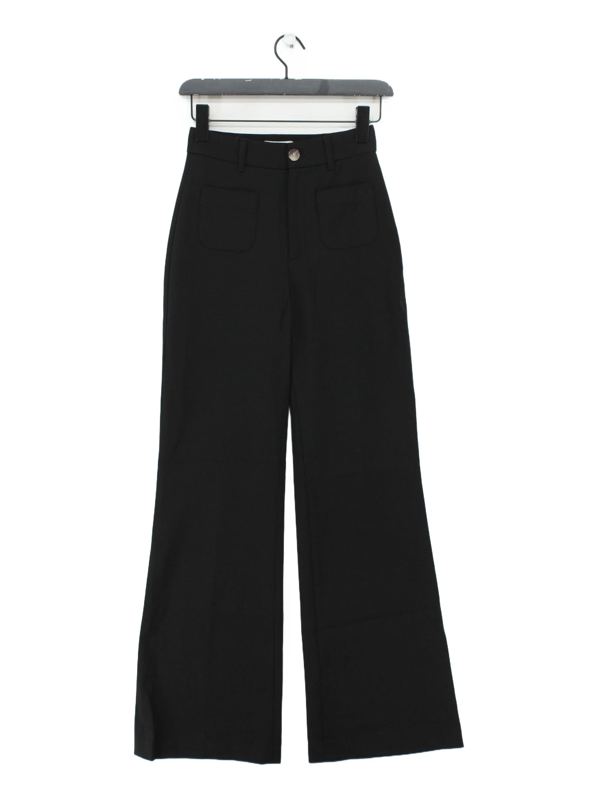 & Other Stories Women's Trousers UK 4 Black Polyester with Wool, Elastane Chino