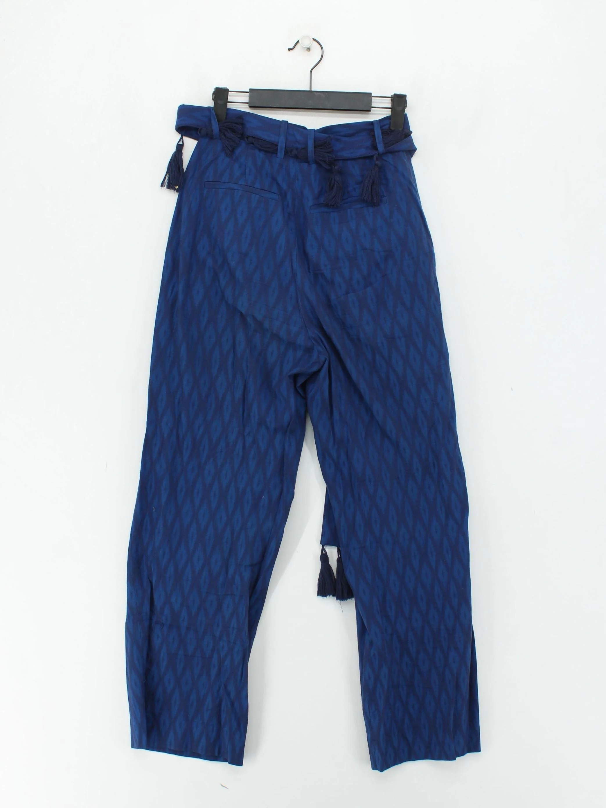& Other Stories Women's Trousers UK 6 Blue Geometric 100% Cotton Straight Chino - Image 2