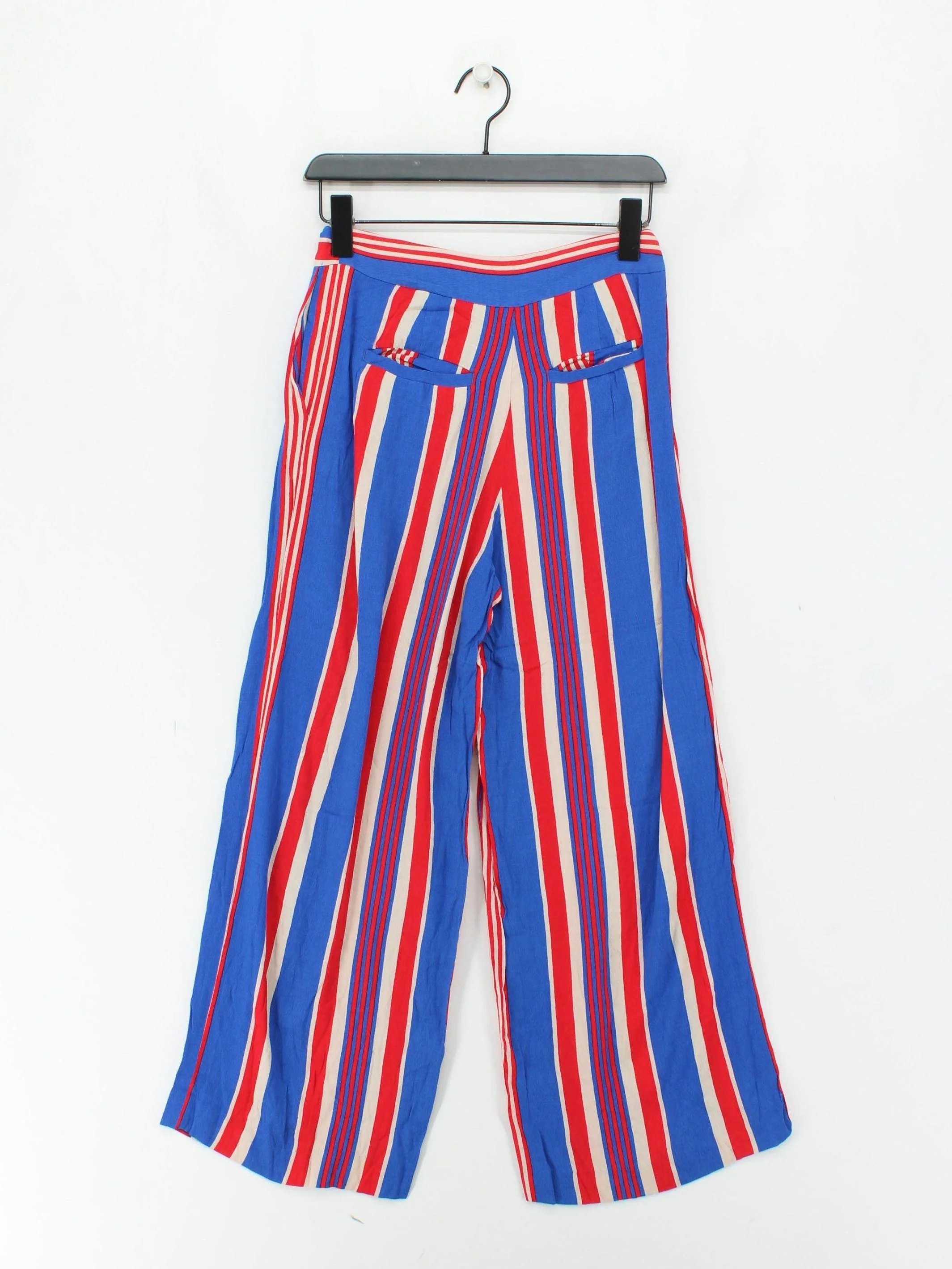 & Other Stories Women's Trousers UK 6 Multi Striped 100% Viscose Wide-Leg Chino - Image 2