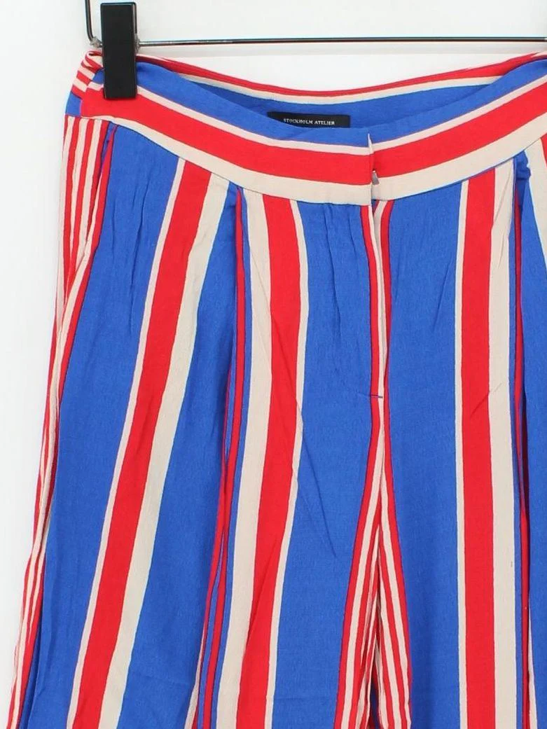 & Other Stories Women's Trousers UK 6 Multi Striped 100% Viscose Wide-Leg Chino - Image 3