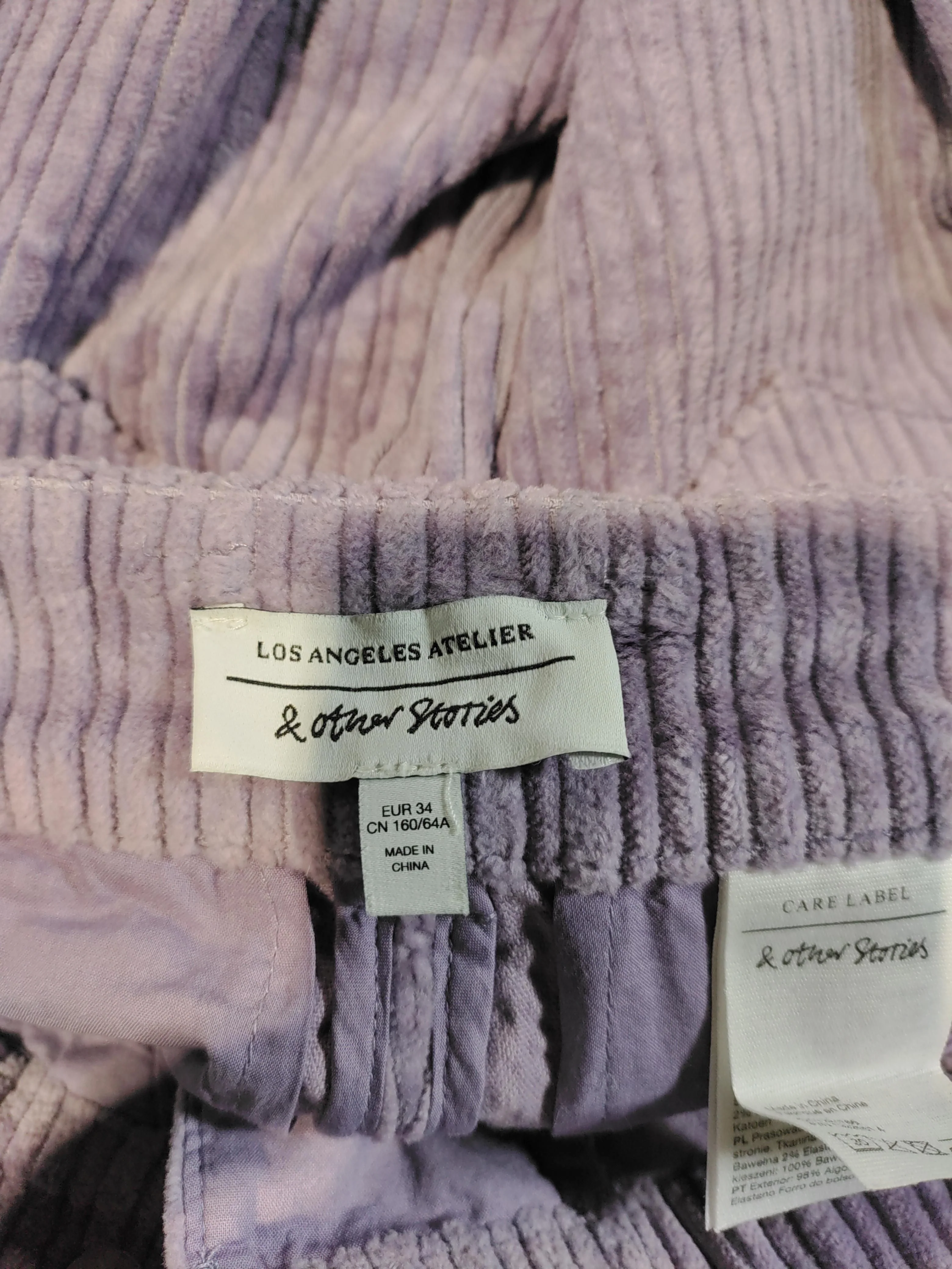 & Other Stories Women's Trousers UK 6 Purple Cotton with Elastane Flared Chino - Image 5