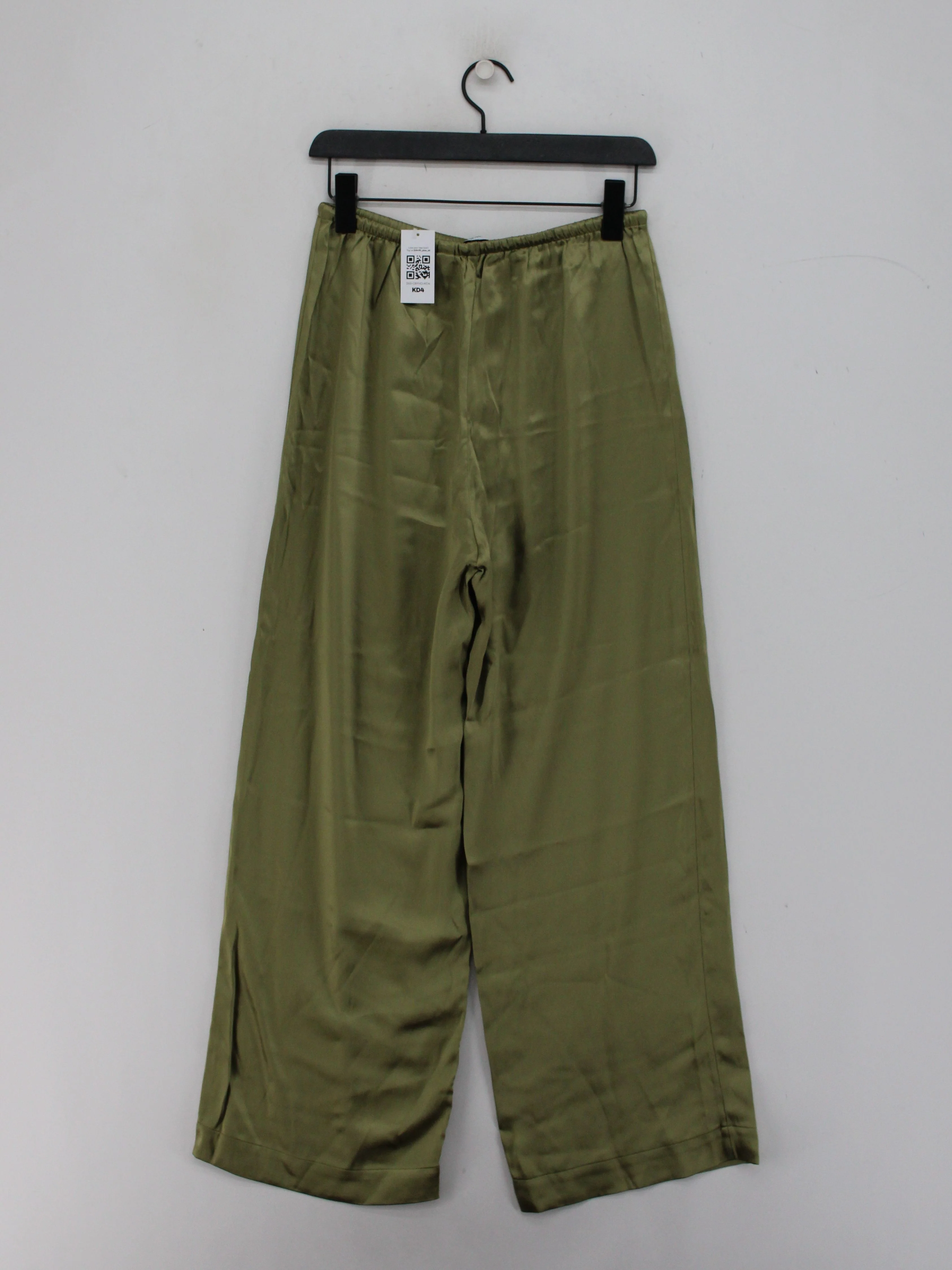 & Other Stories Women's Trousers UK 8 Green Acetate with Viscose Wide-Leg Chino - Image 2