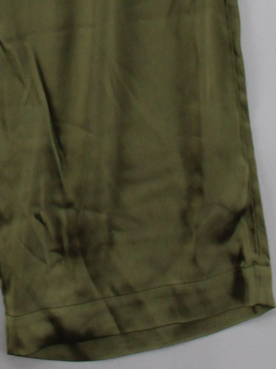 & Other Stories Women's Trousers UK 8 Green Acetate with Viscose Wide-Leg Chino - Image 4