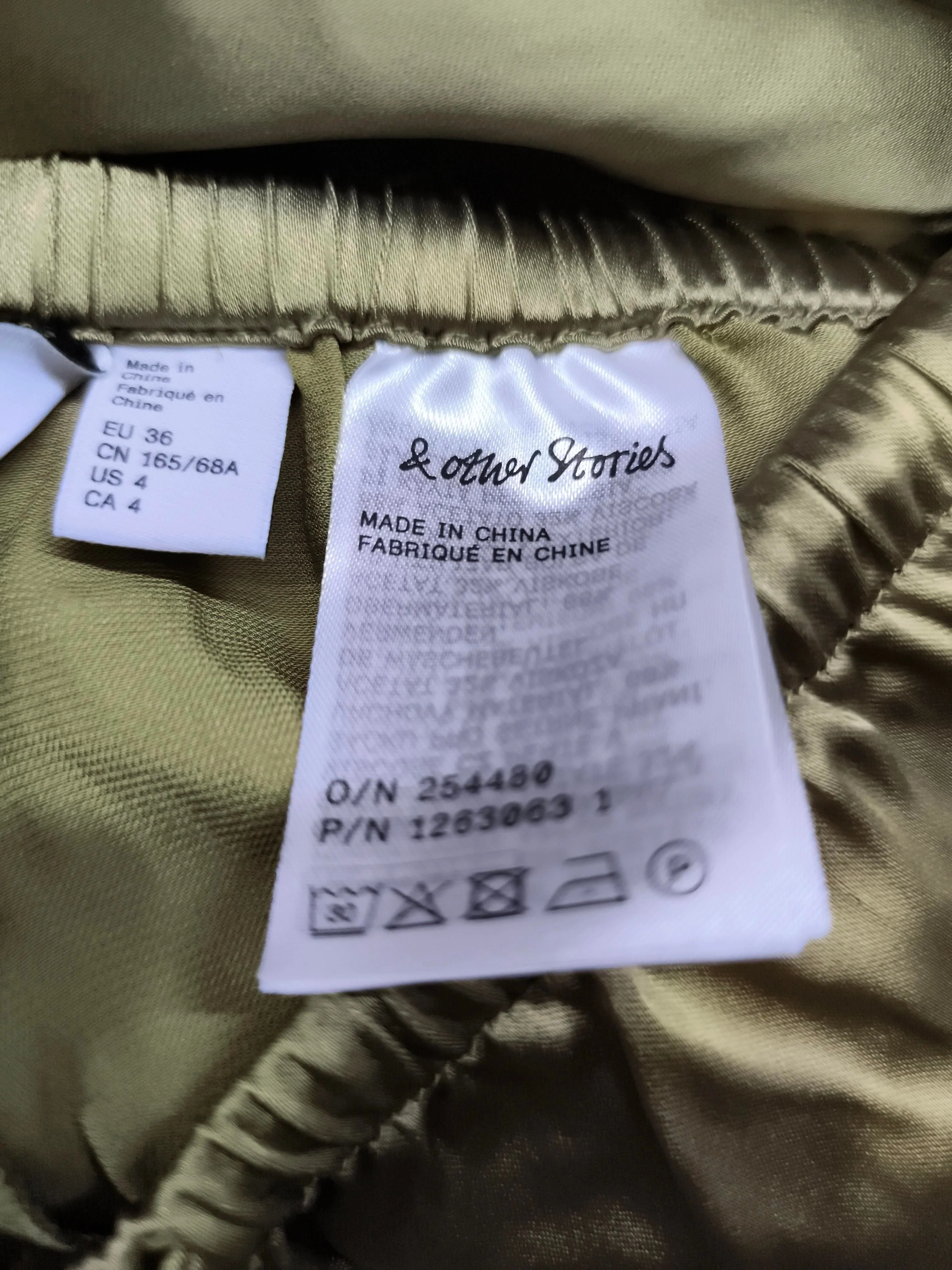 & Other Stories Women's Trousers UK 8 Green Acetate with Viscose Wide-Leg Chino - Image 5