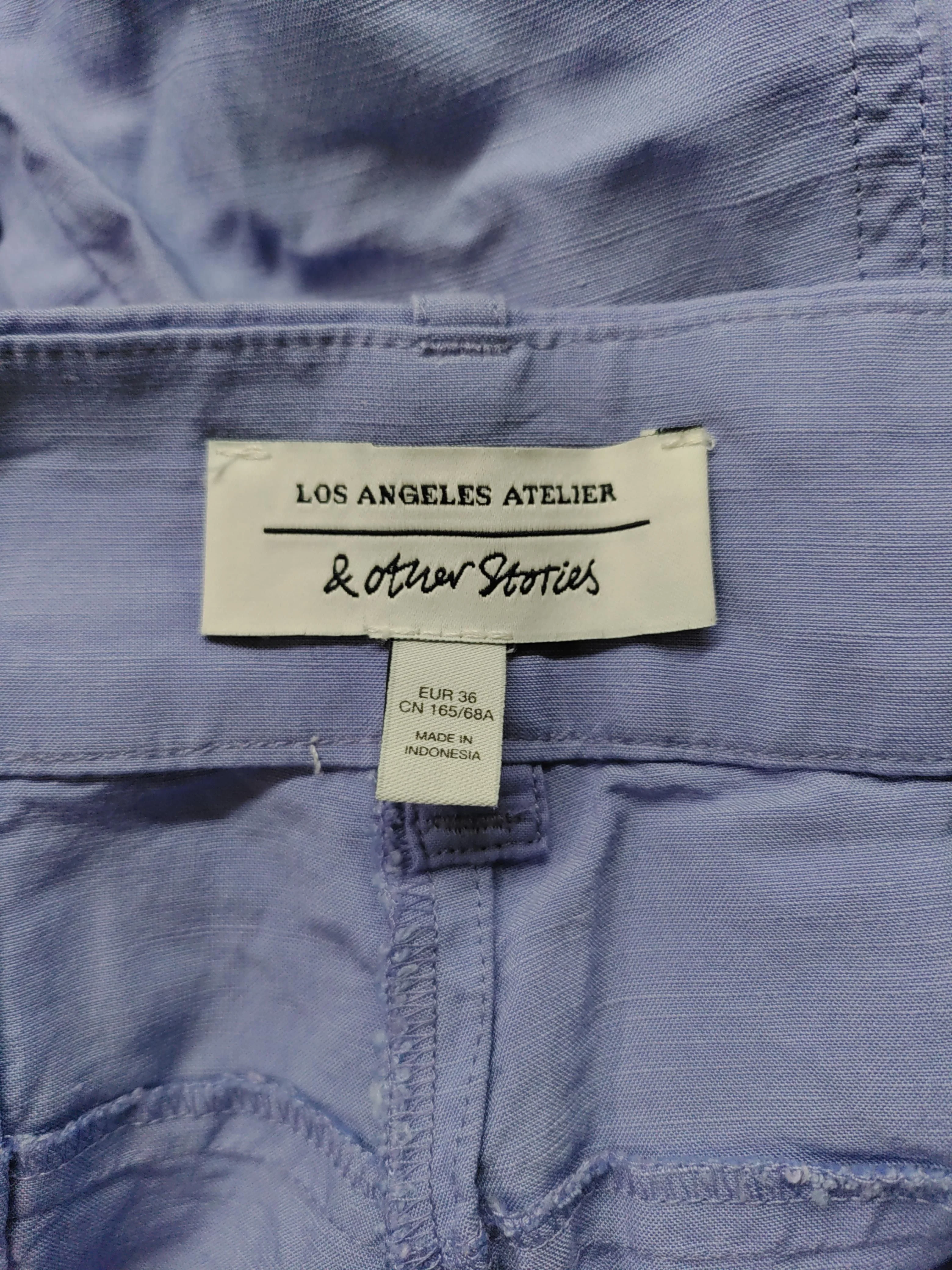 & Other Stories Women's Trousers UK 8 Purple Viscose with Linen Wide-Leg Cargo - Image 5