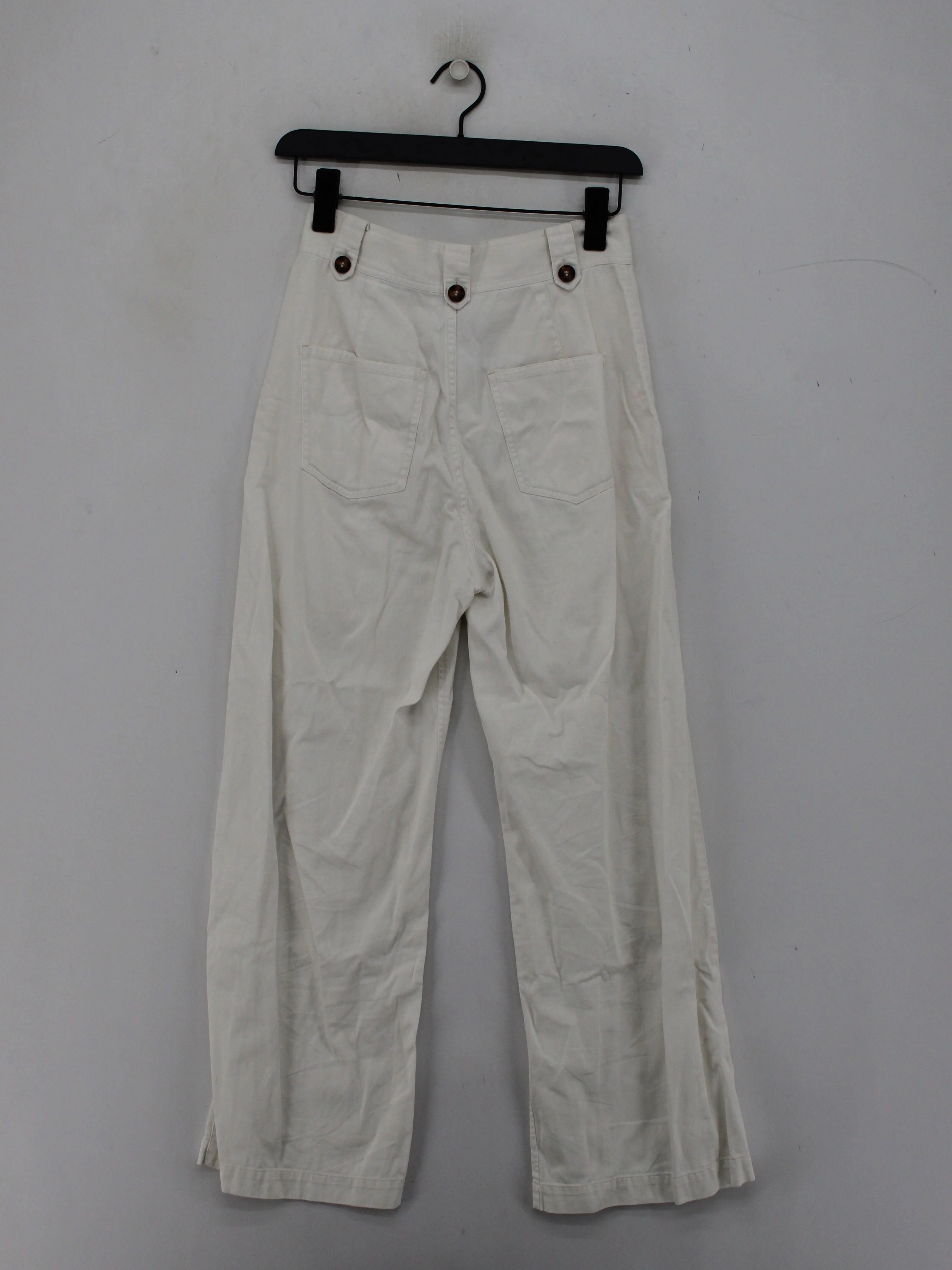 & Other Stories Women's Trousers UK 8 White 100% Cotton Wide-Leg Chino - Image 2