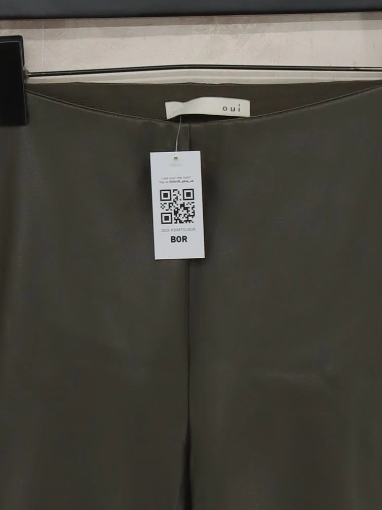 Oui Women's Trousers UK 10 Green Polyester with Elastane, Polyamide Skinny Capri - Image 3