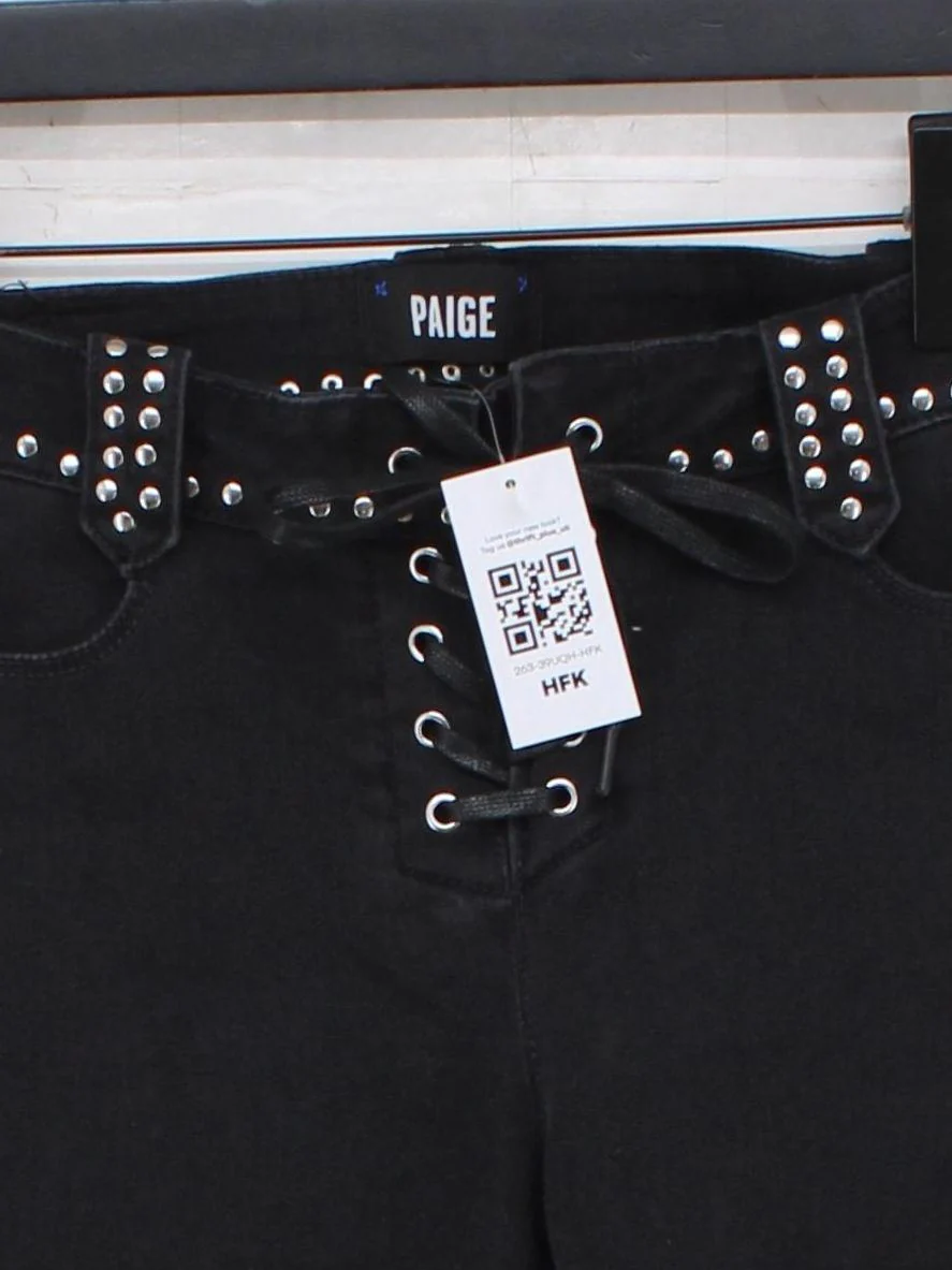 Paige Women's Jeans W 26 in Black Cotton with Polyester, Elastane Skinny - Image 3