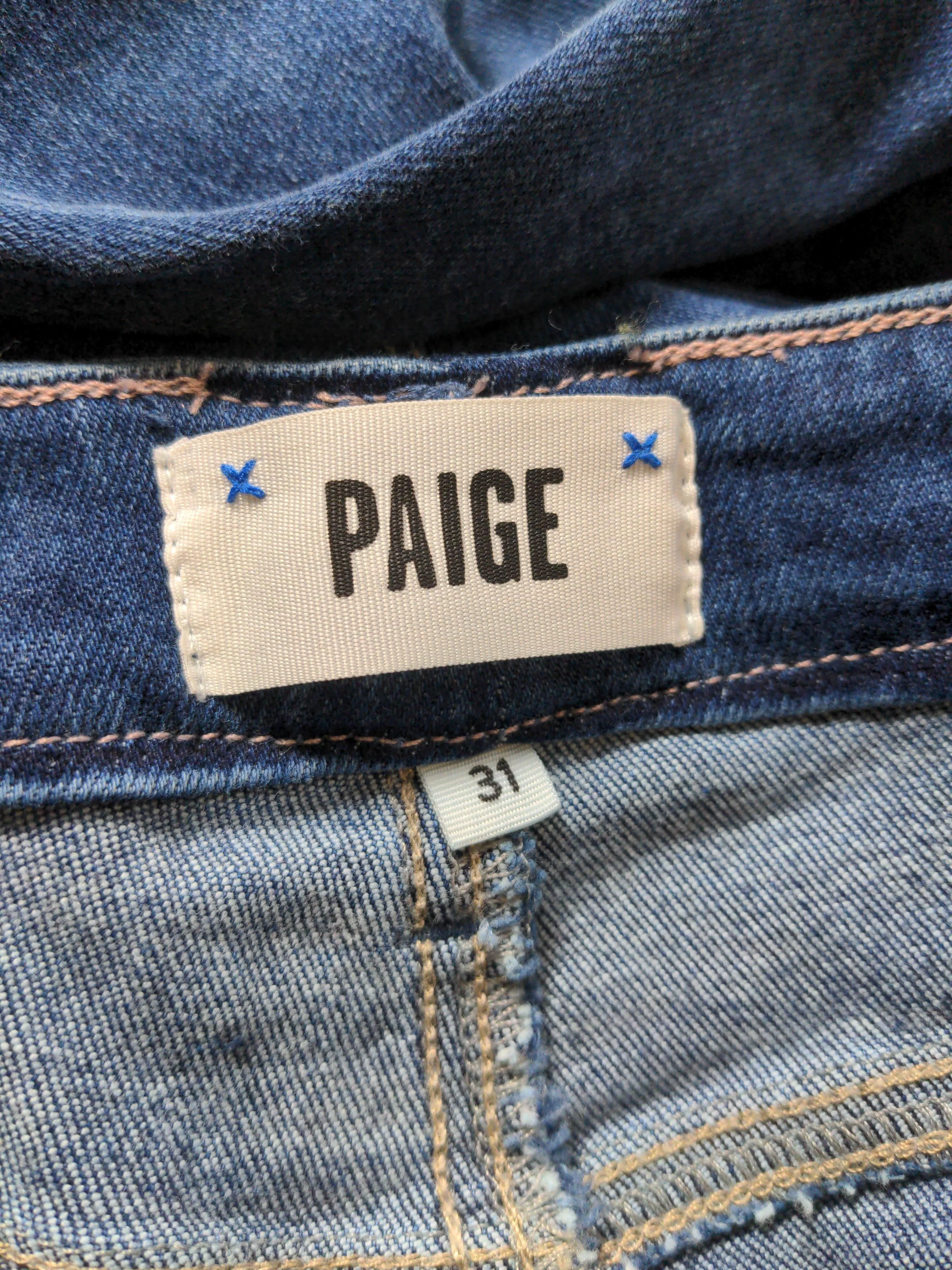 Paige Women's Jeans W 31 in Blue Cotton with Polyester, Spandex Wide-Leg - Image 5