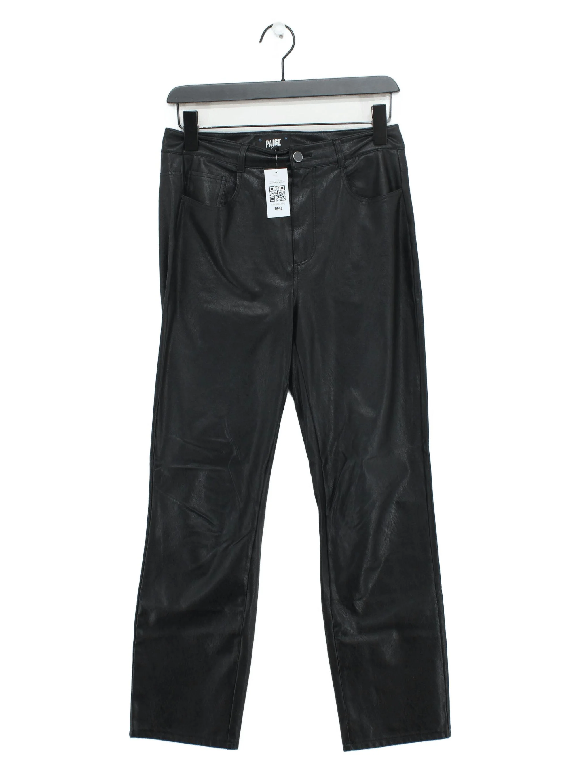 Paige Women's Trousers W 27 in Black Faux Leather with Polyester, Spandex Capri