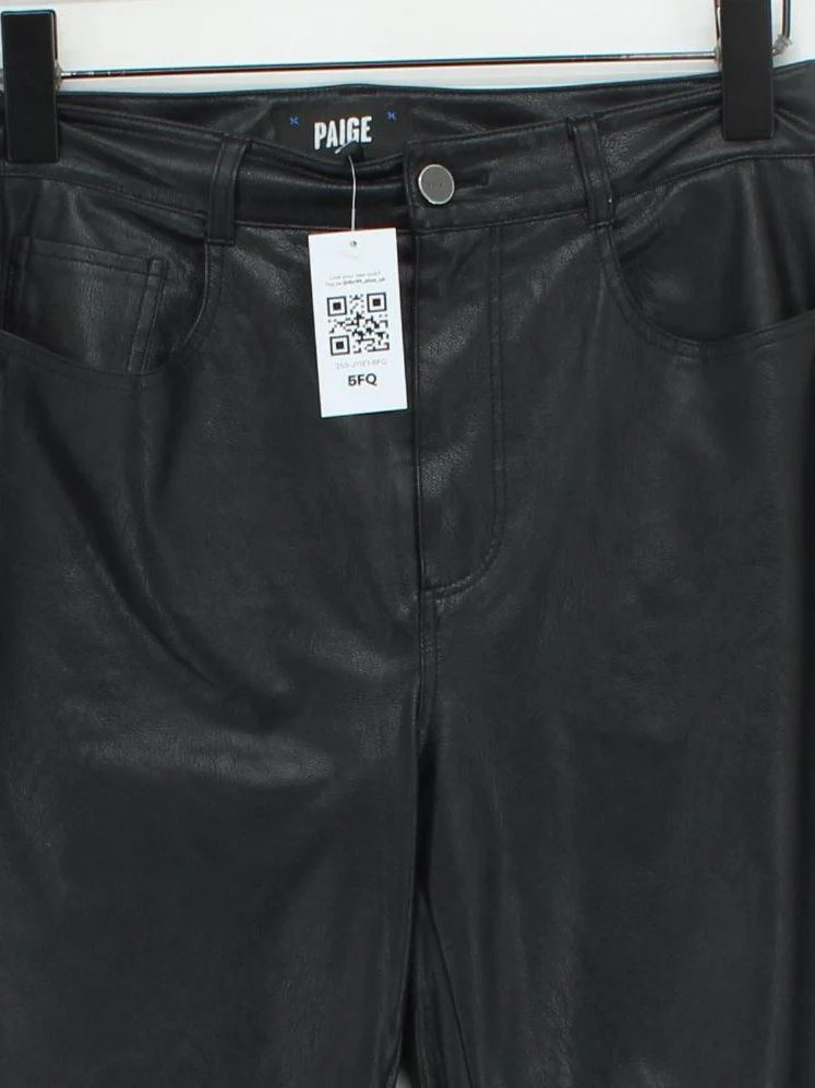 Paige Women's Trousers W 27 in Black Faux Leather with Polyester, Spandex Capri - Image 3