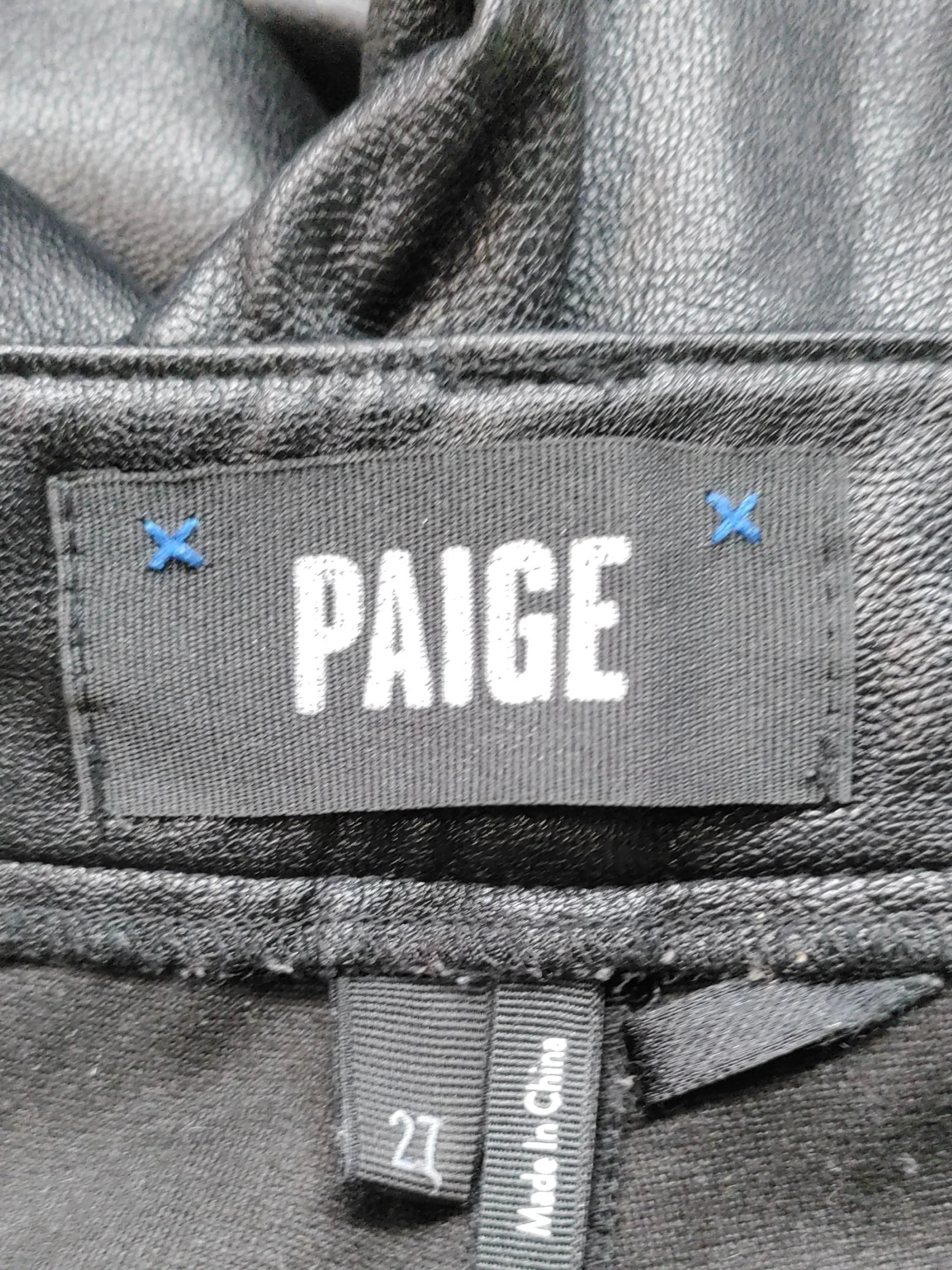 Paige Women's Trousers W 27 in Black Faux Leather with Polyester, Spandex Capri - Image 5