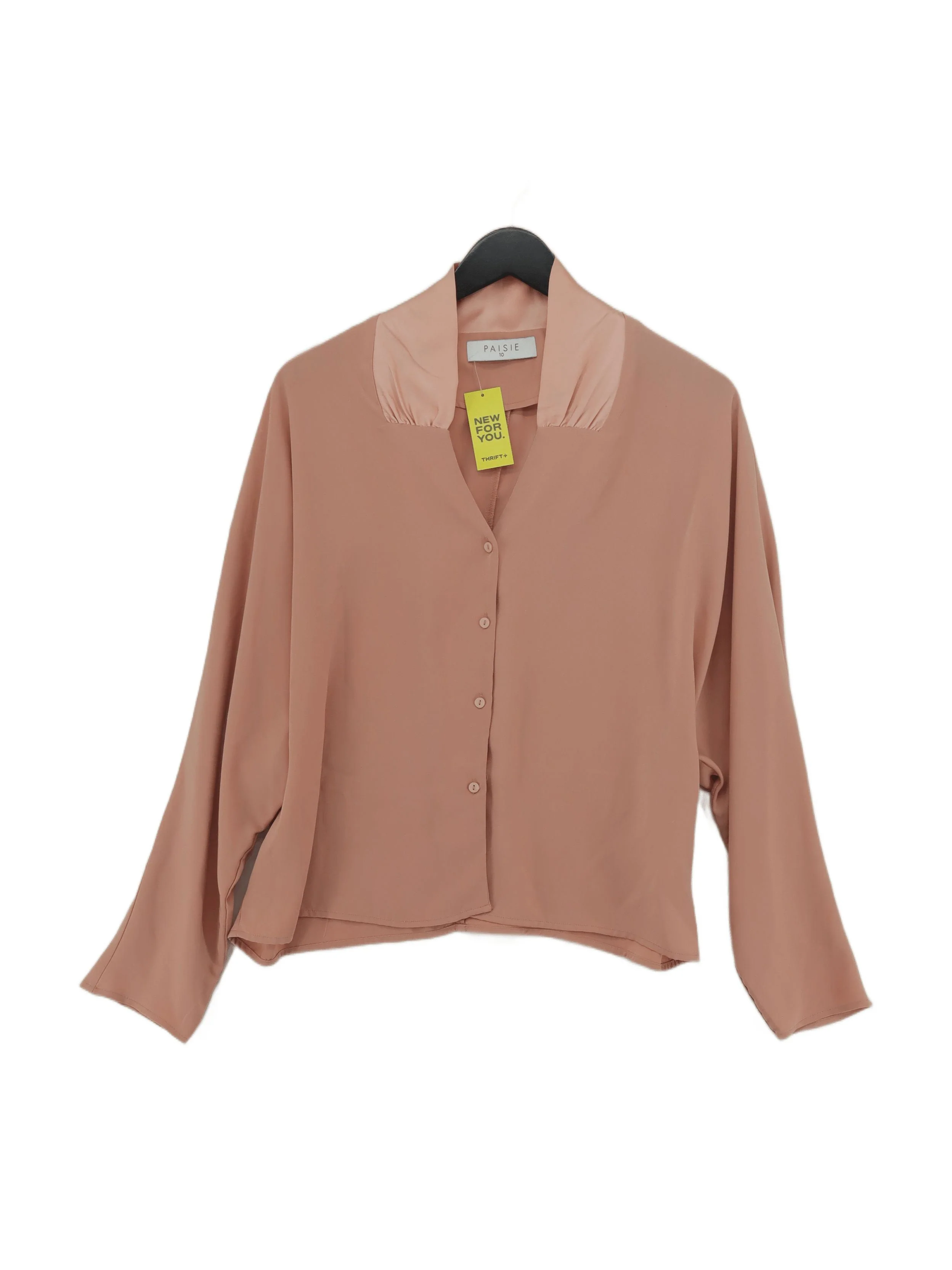 Paisie Women's Blouse UK 10 Pink 100% Polyester Long Sleeve Collared Basic