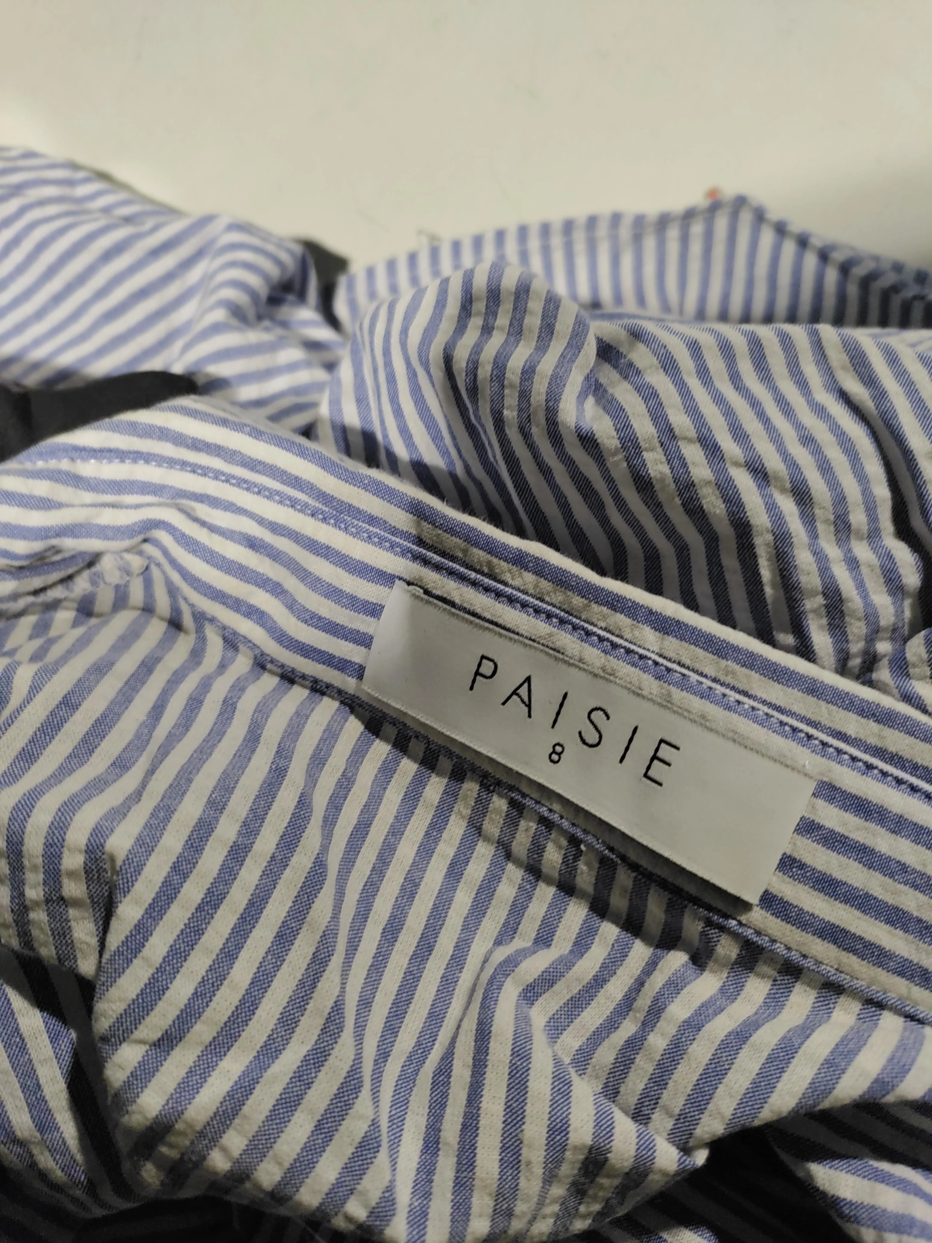 Paisie Women's Shirt UK 8 Multi Striped 100% Cotton Short Sleeve Collared Basic - Image 5