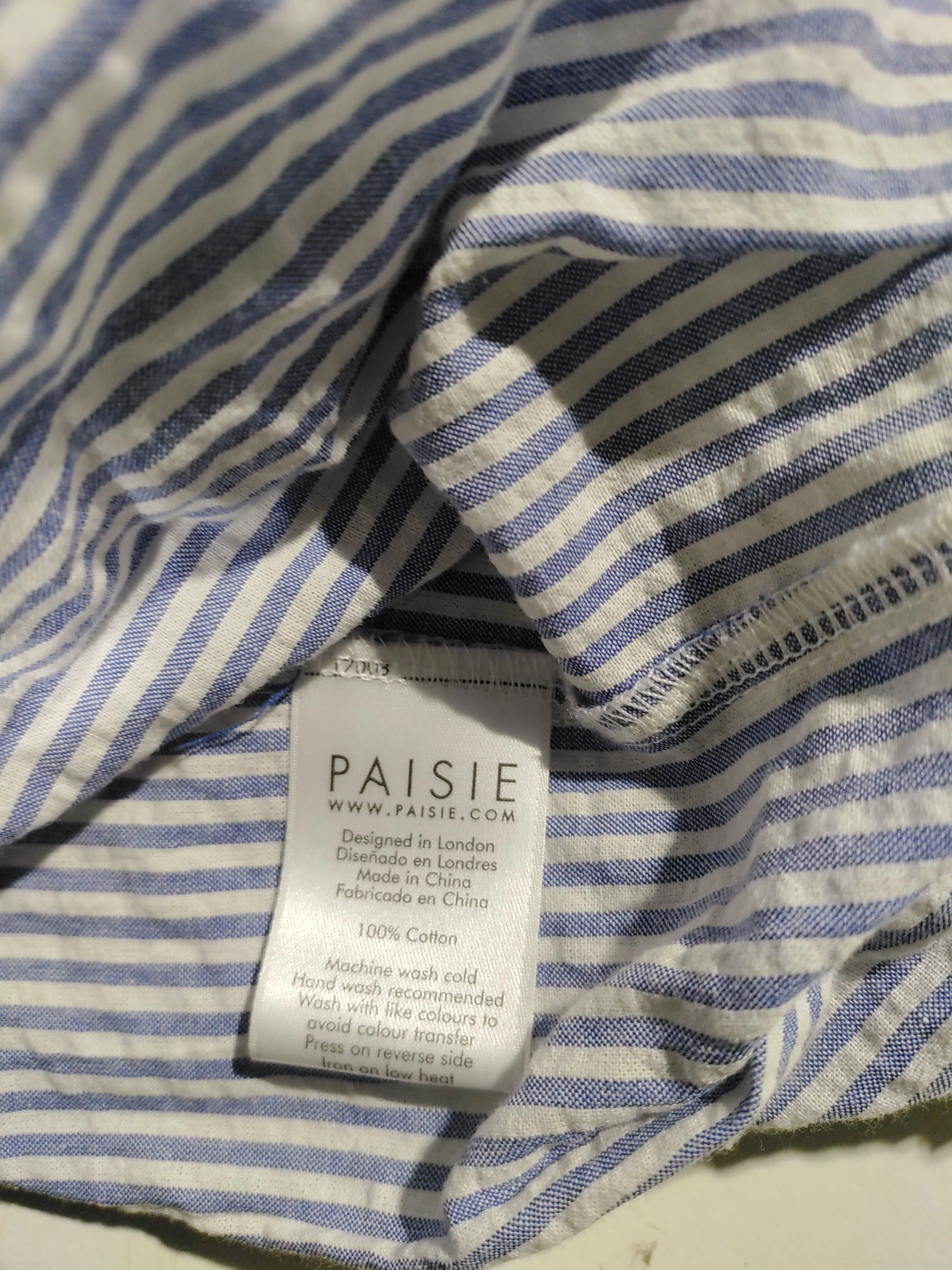 Paisie Women's Shirt UK 8 Multi Striped 100% Cotton Short Sleeve Collared Basic - Image 6