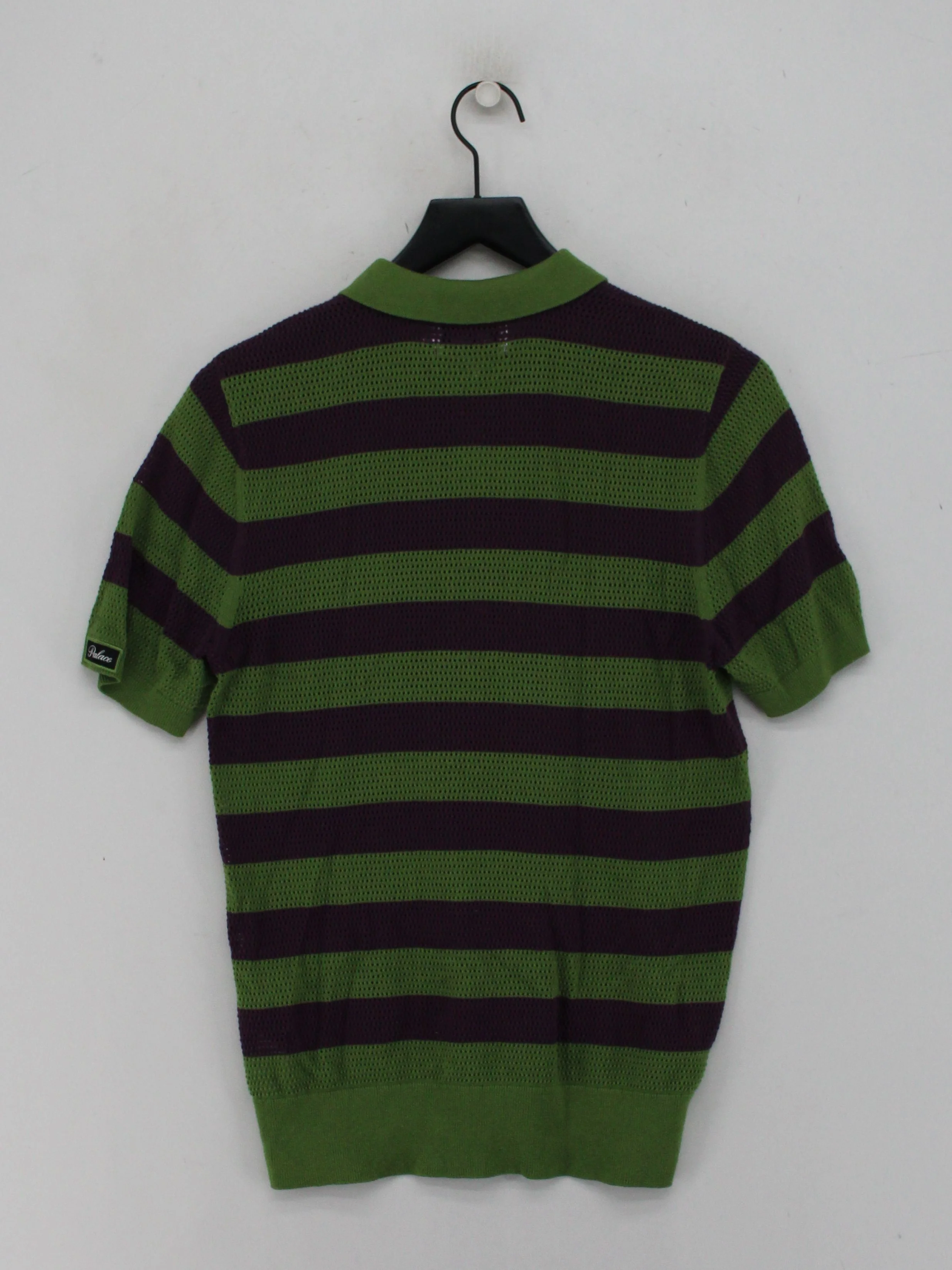 Palace Men's Polo S Green Striped 100% Cotton Basic - Image 2