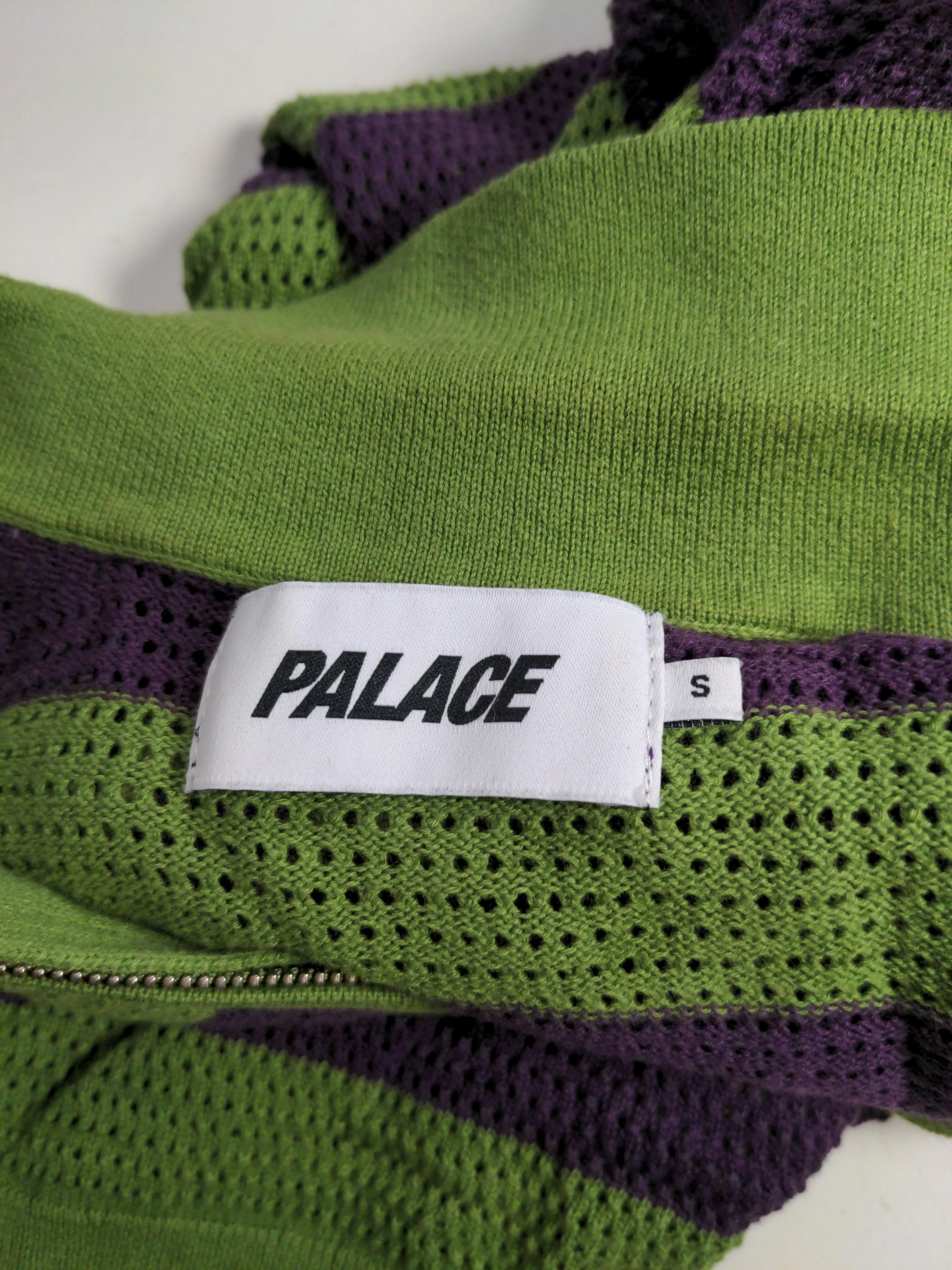 Palace Men's Polo S Green Striped 100% Cotton Basic - Image 5