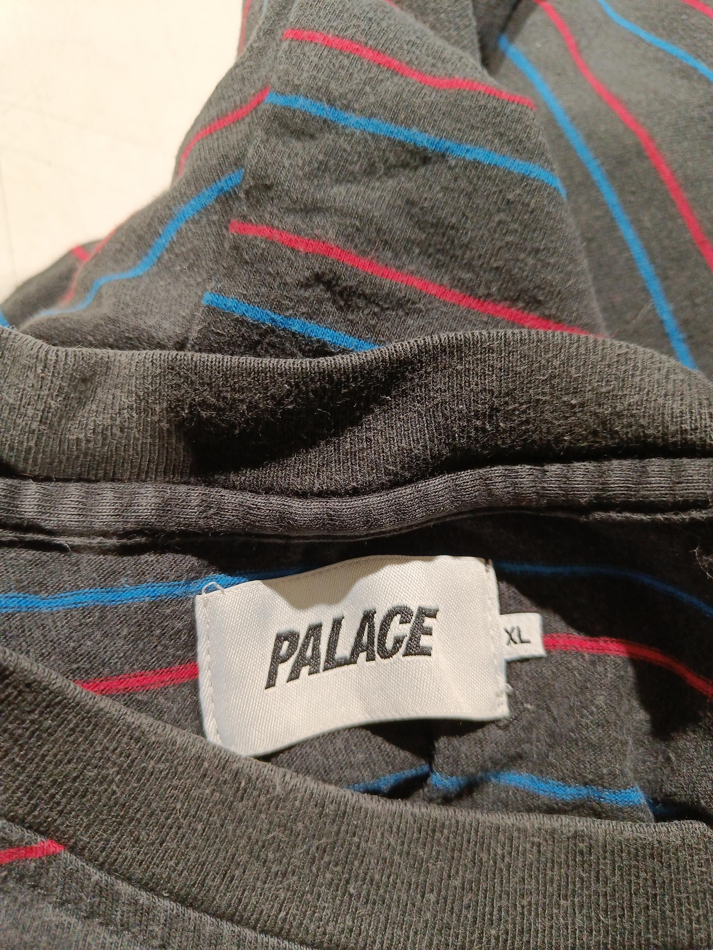Palace Men's T-Shirt XL Grey Striped 100% Cotton Basic - Image 8