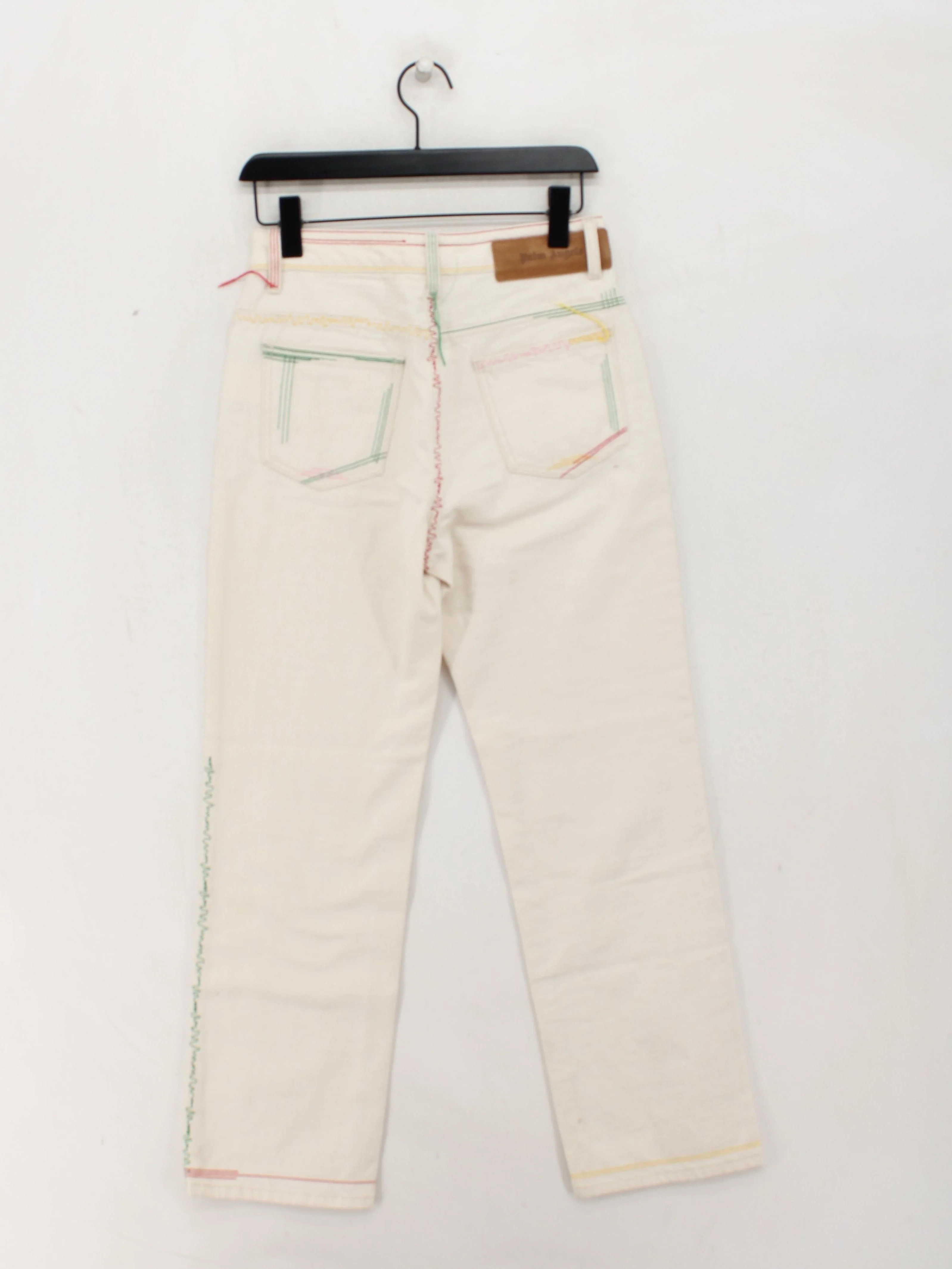 Palm Angels Women's Trousers W 27 in Cream Cotton with Polyester, Leather Chino - Image 2