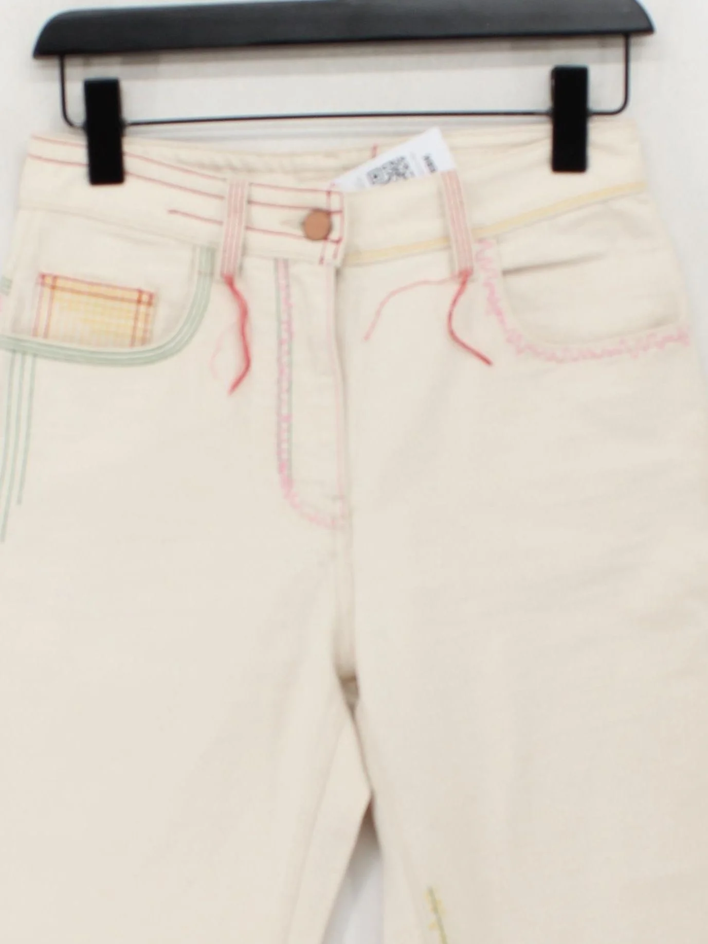 Palm Angels Women's Trousers W 27 in Cream Cotton with Polyester, Leather Chino - Image 3