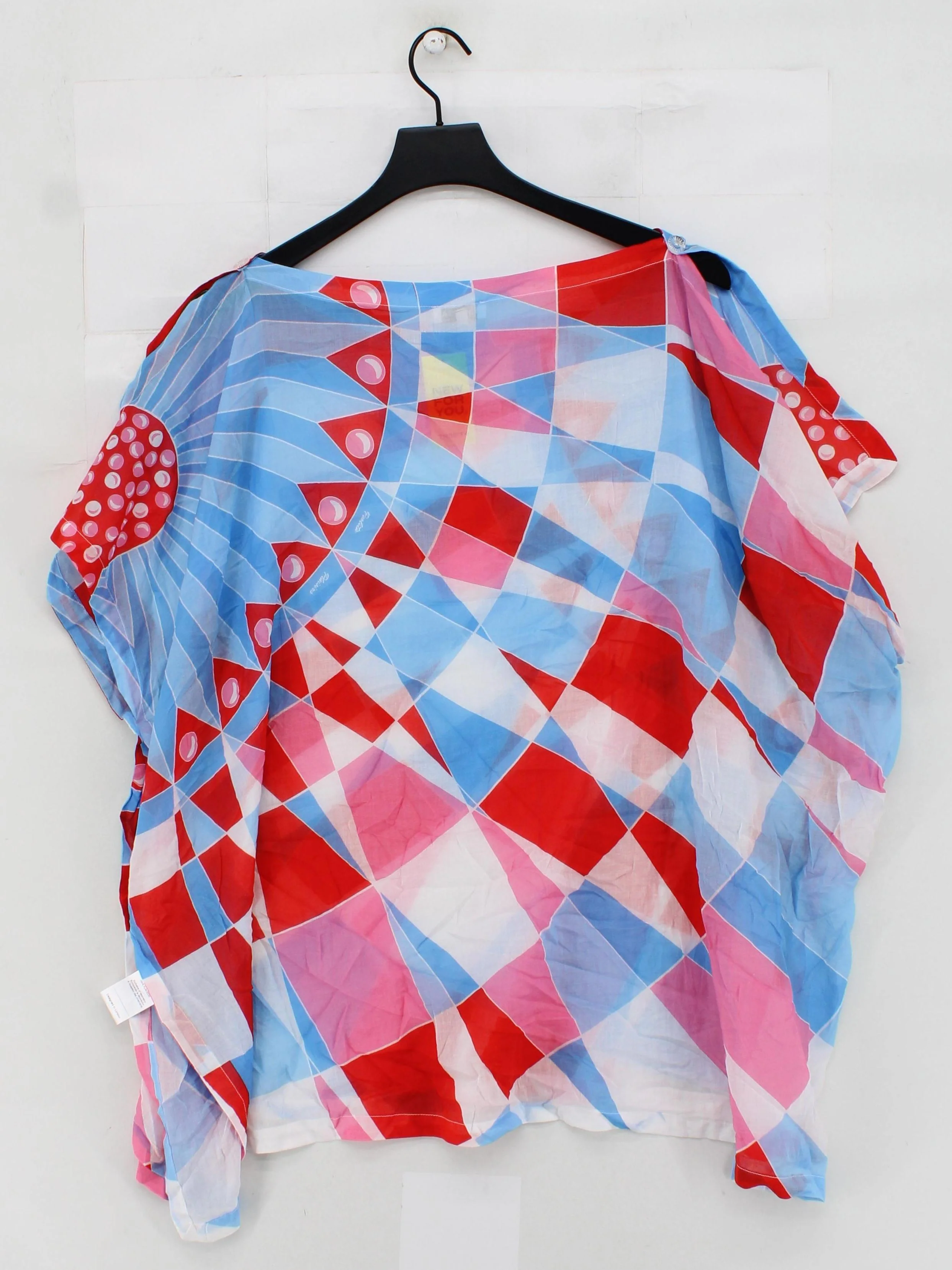 Paolita Women's Top S Multi Geometric 100% Cotton Short Sleeve Round Neck Basic - Image 2