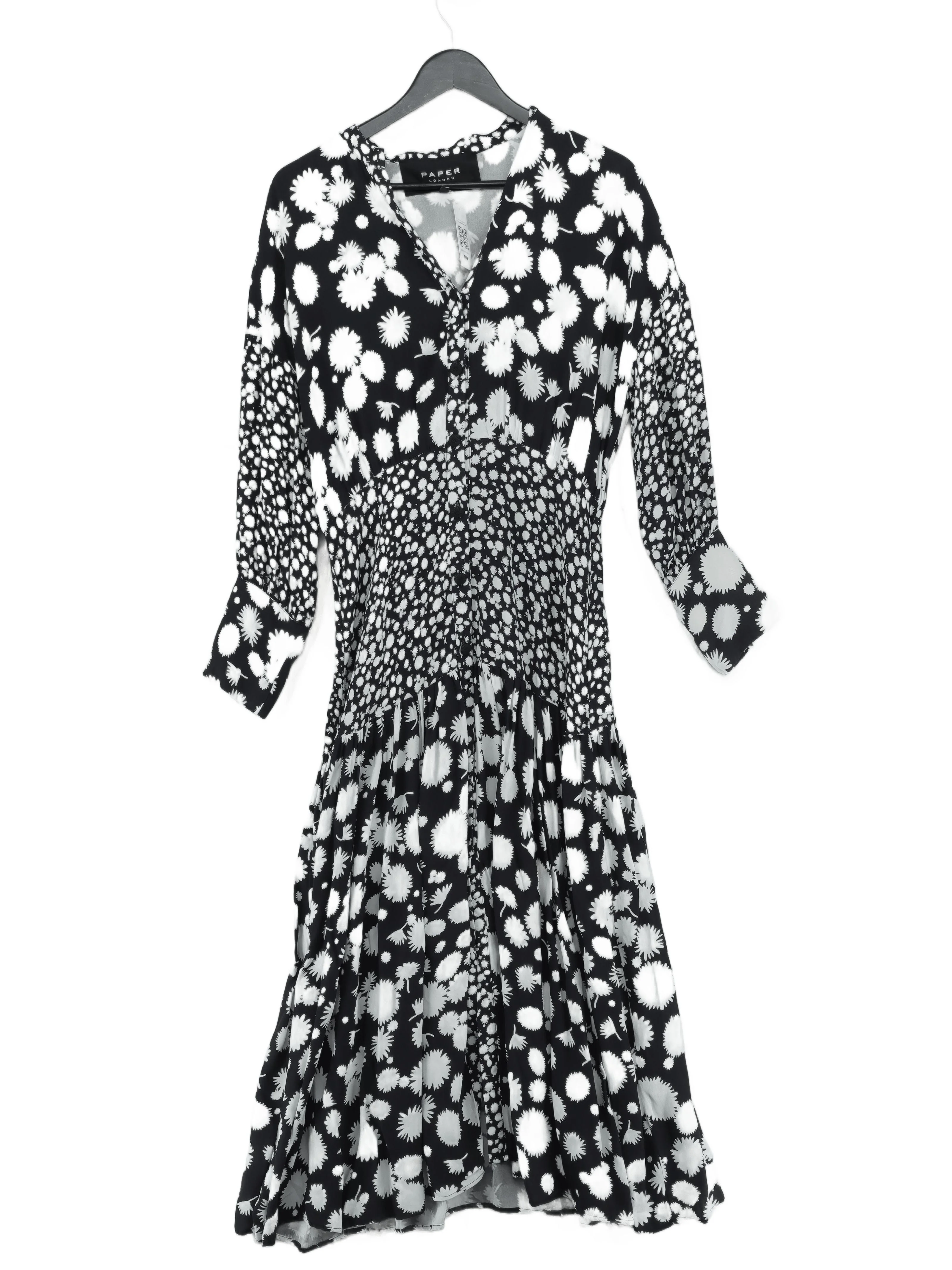 Paper London Shirt Midi Dress UK12 in Black