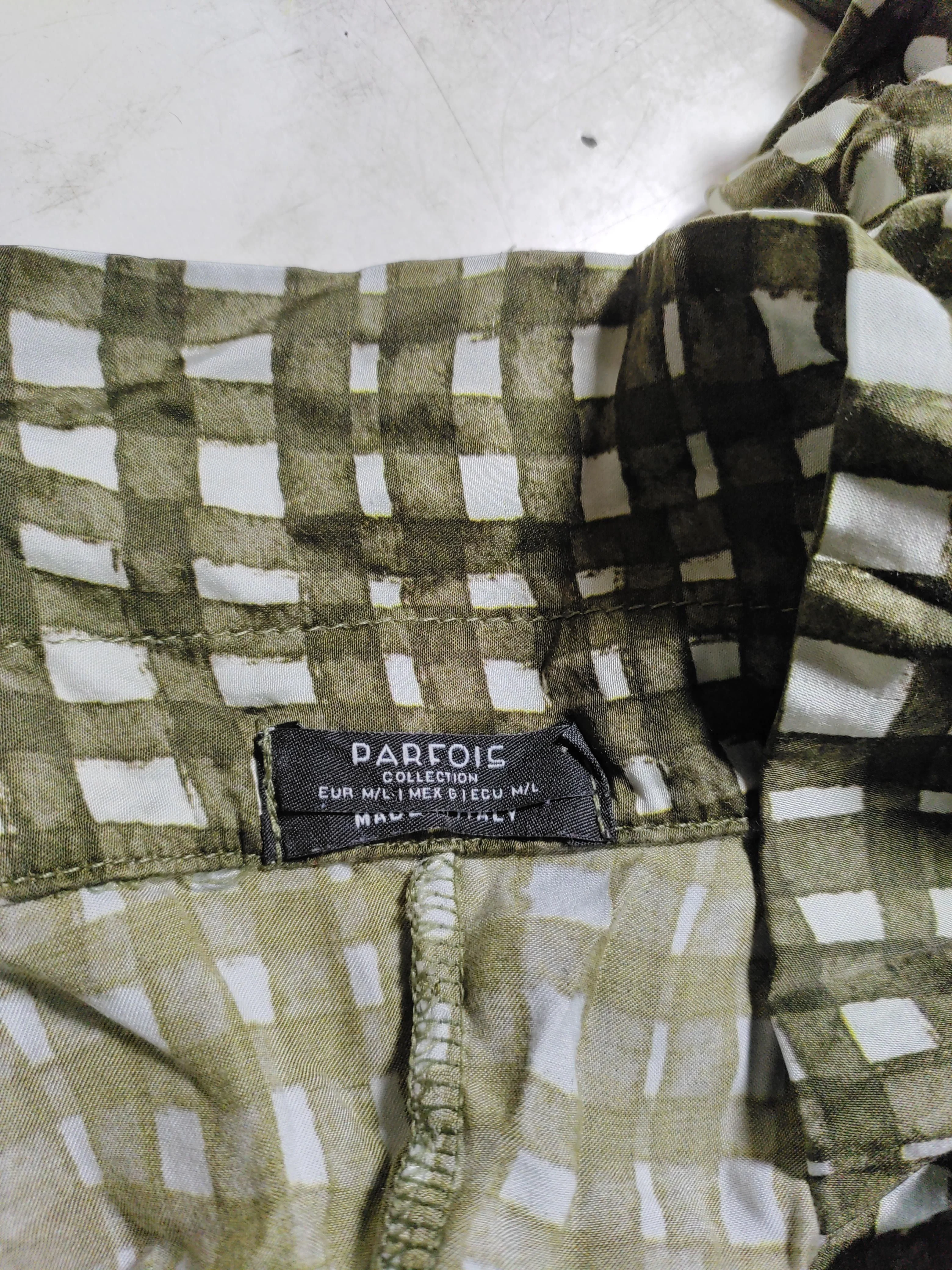 Parfois Women's Top M Green Checkered 100% Other 3/4 Sleeve Collared Basic - Image 5