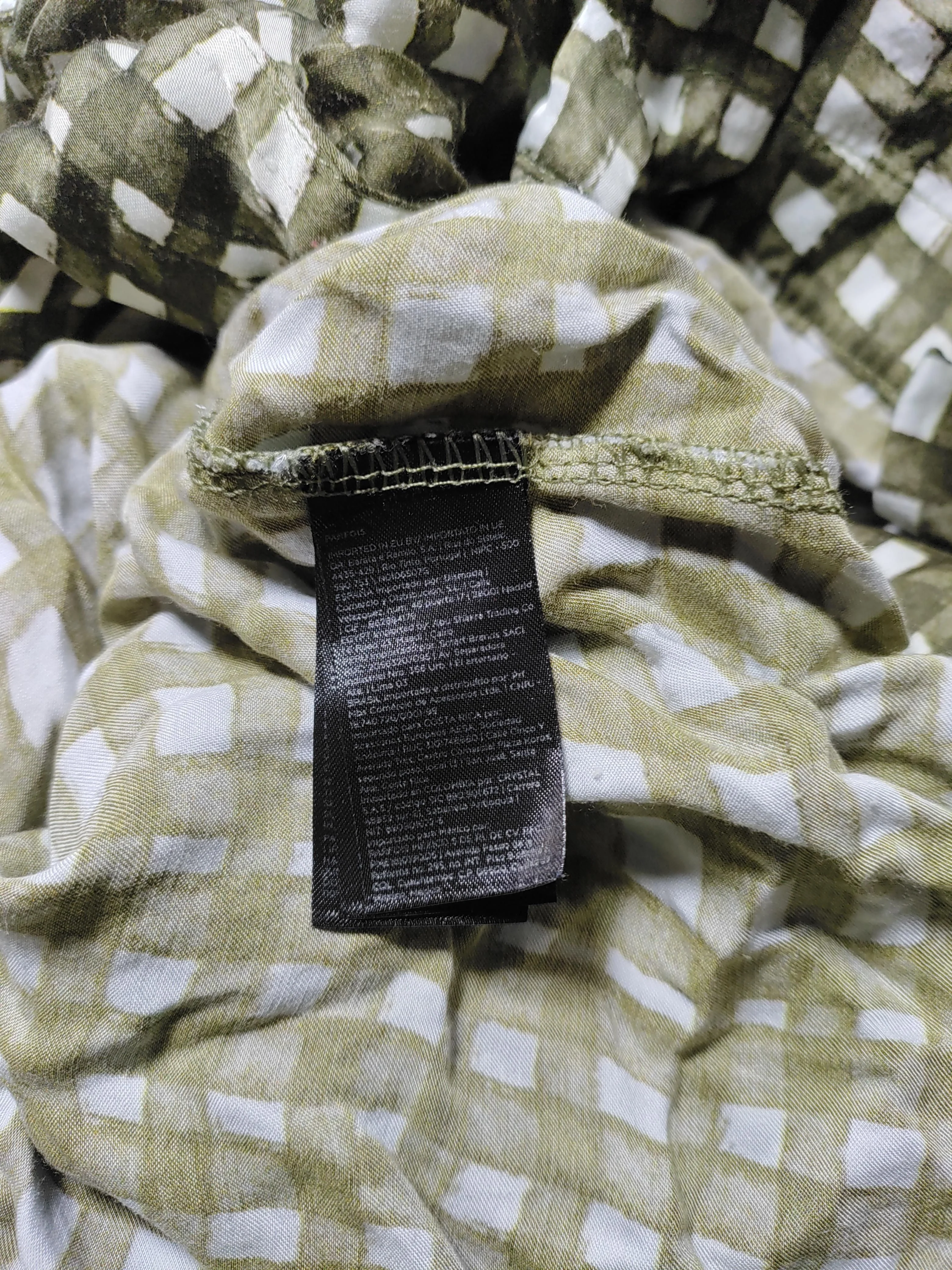 Parfois Women's Top M Green Checkered 100% Other 3/4 Sleeve Collared Basic - Image 6