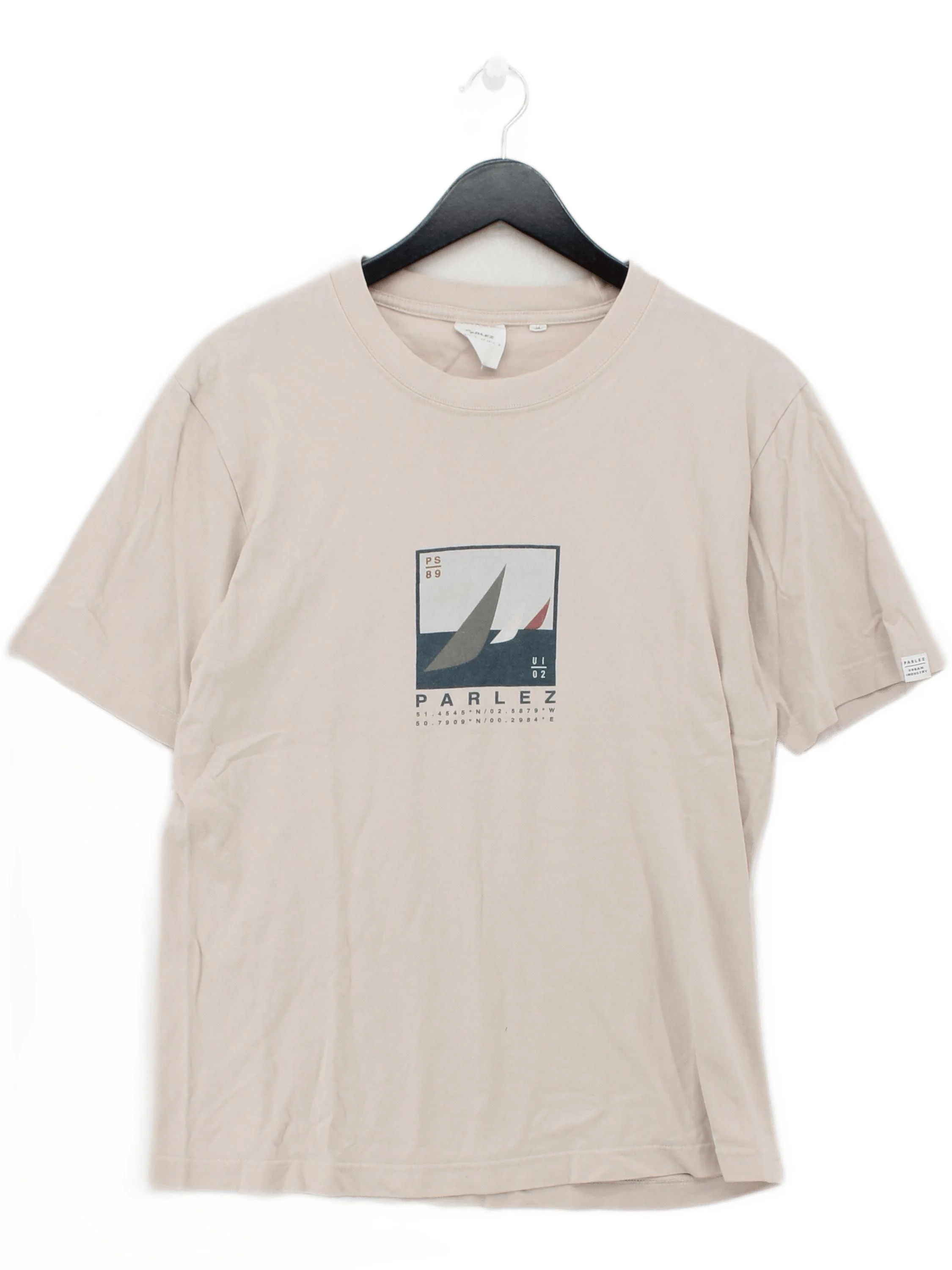 Parlez Men's T-Shirt M Cream Graphic 100% Cotton Basic
