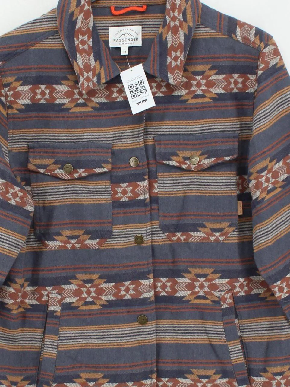 Passenger Men's Shirt M Multi Geometric 100% Cotton Basic - Image 3