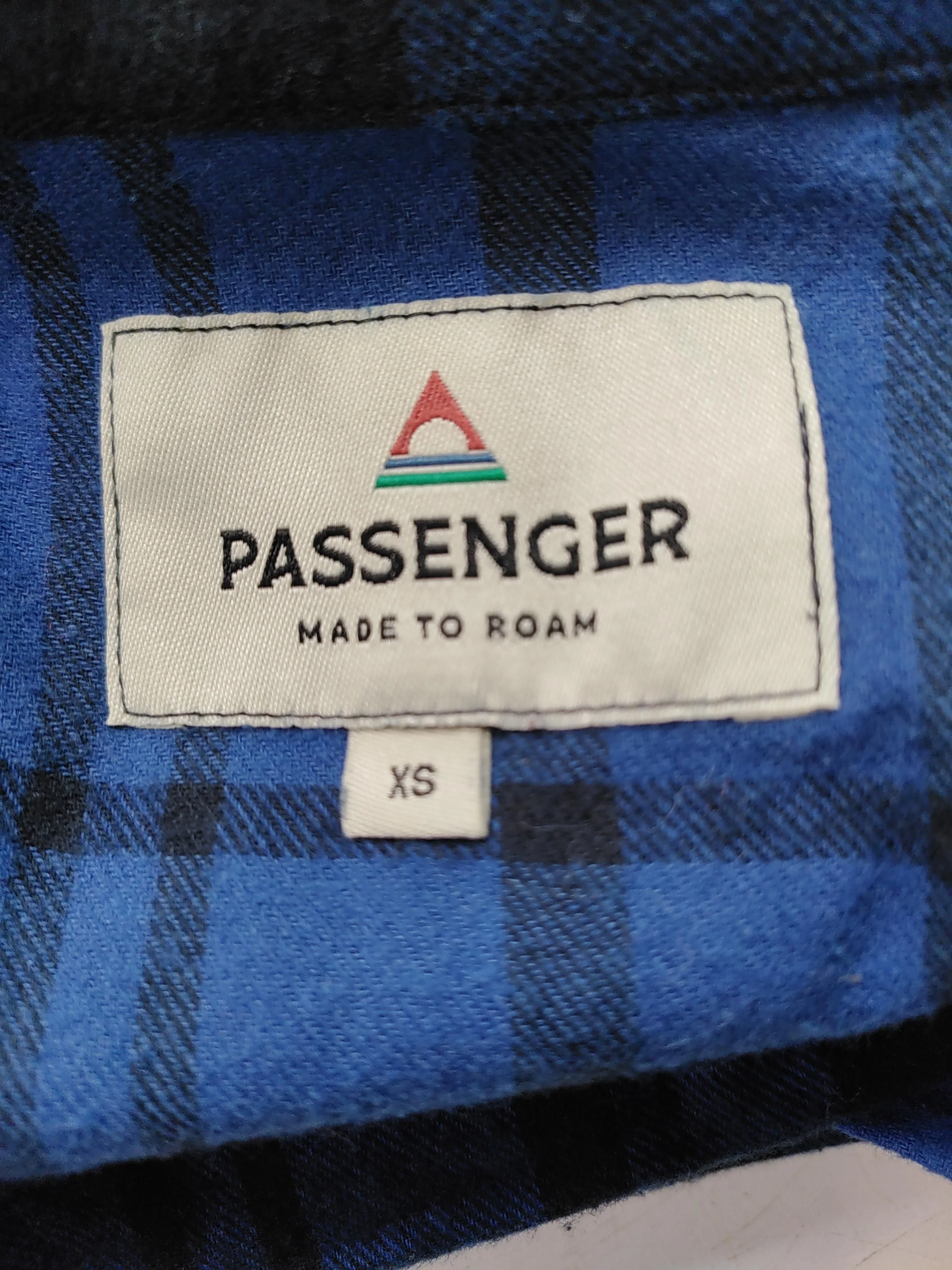 Passenger Men's Shirt XS Blue Checkered 100% Cotton Basic - Image 5