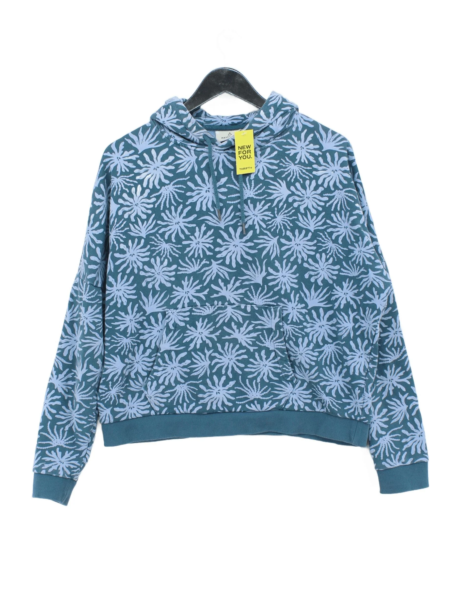 Passenger Women's Hoodie M Blue Floral 100% Cotton Pullover