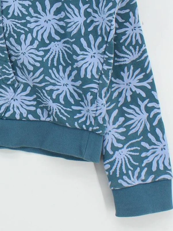 Passenger Women's Hoodie M Blue Floral 100% Cotton Pullover - Image 4
