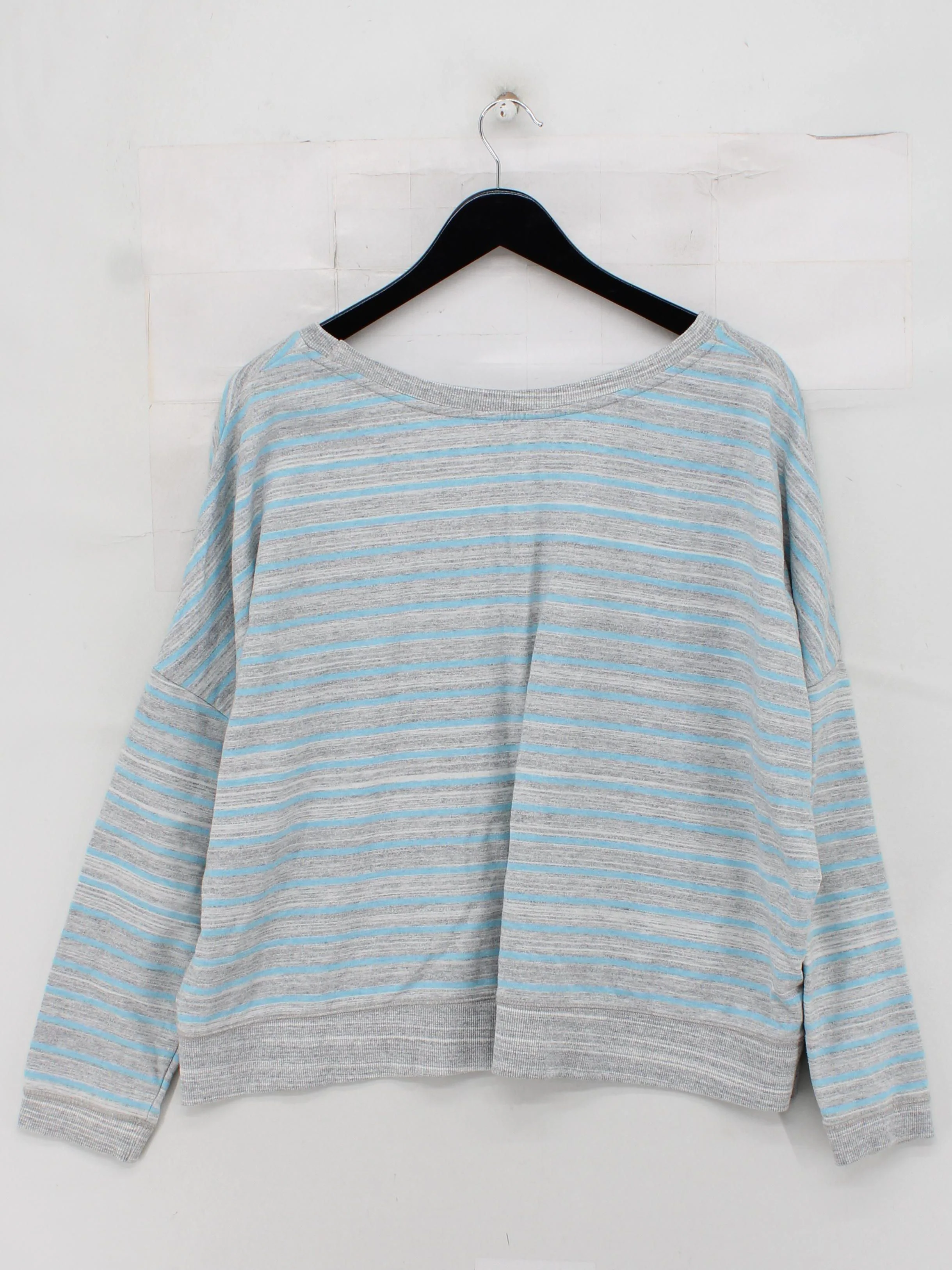 Passenger Women's Jumper L Grey Striped Cotton with Polyester Crew Neck Pullover - Image 2
