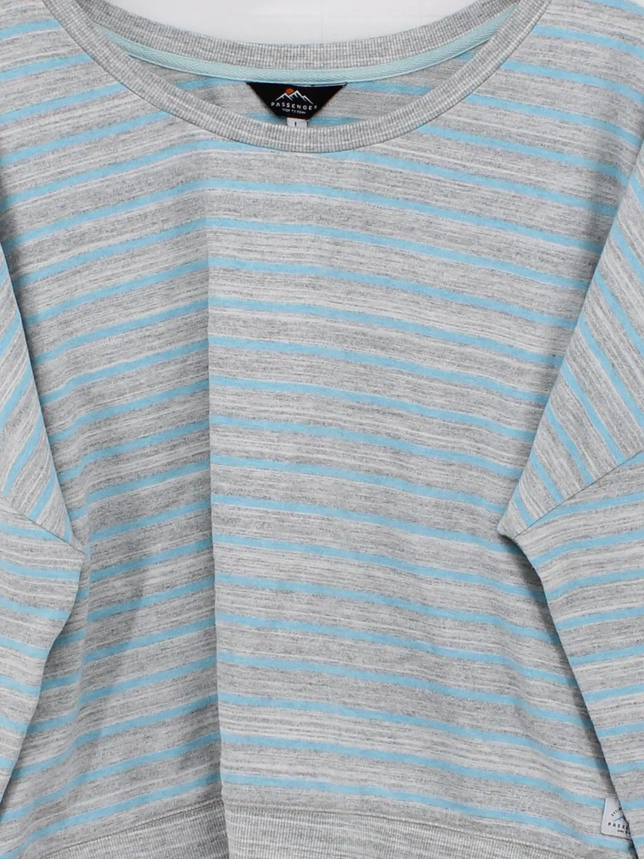 Passenger Women's Jumper L Grey Striped Cotton with Polyester Crew Neck Pullover - Image 3