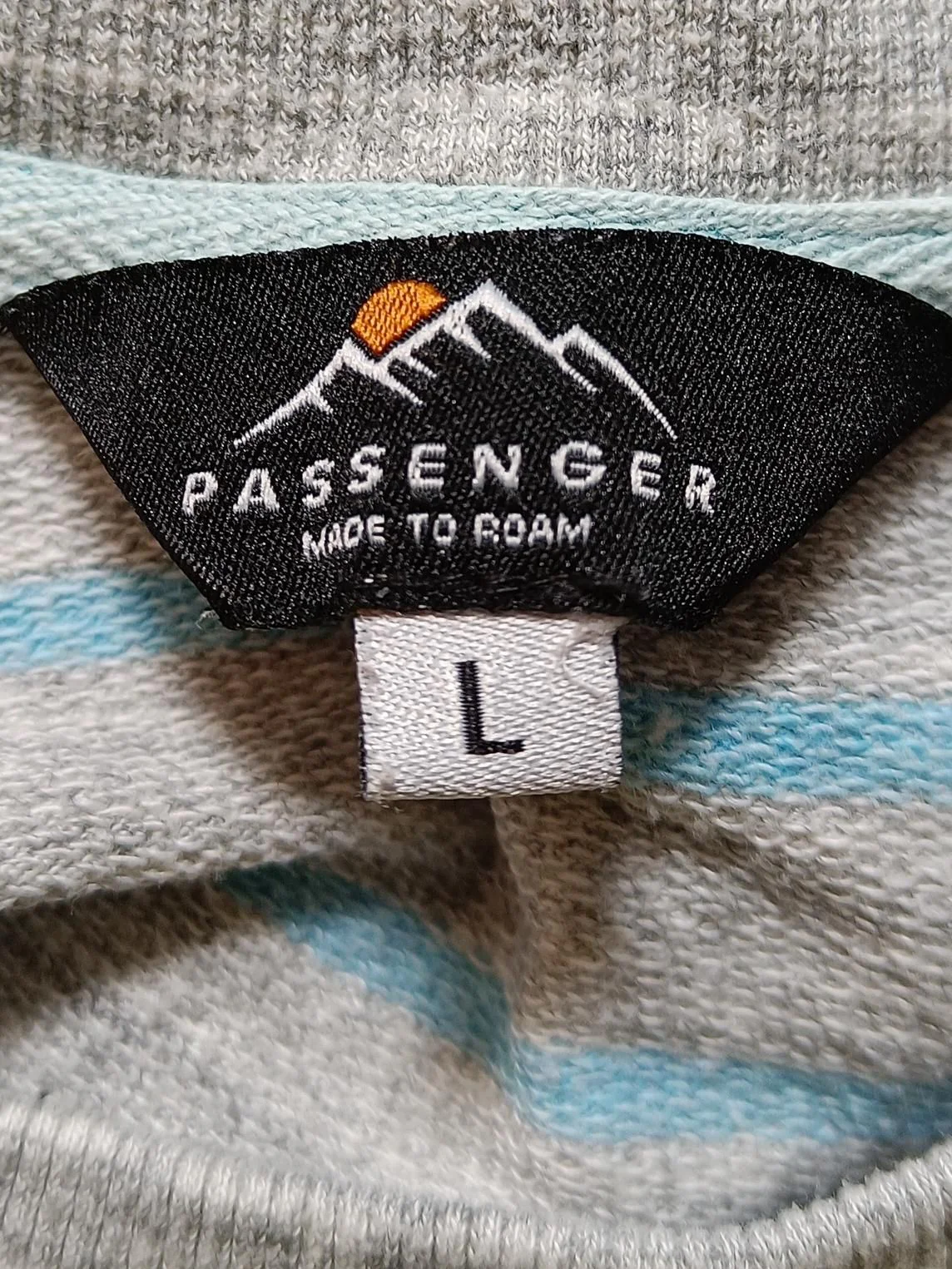 Passenger Women's Jumper L Grey Striped Cotton with Polyester Crew Neck Pullover - Image 5